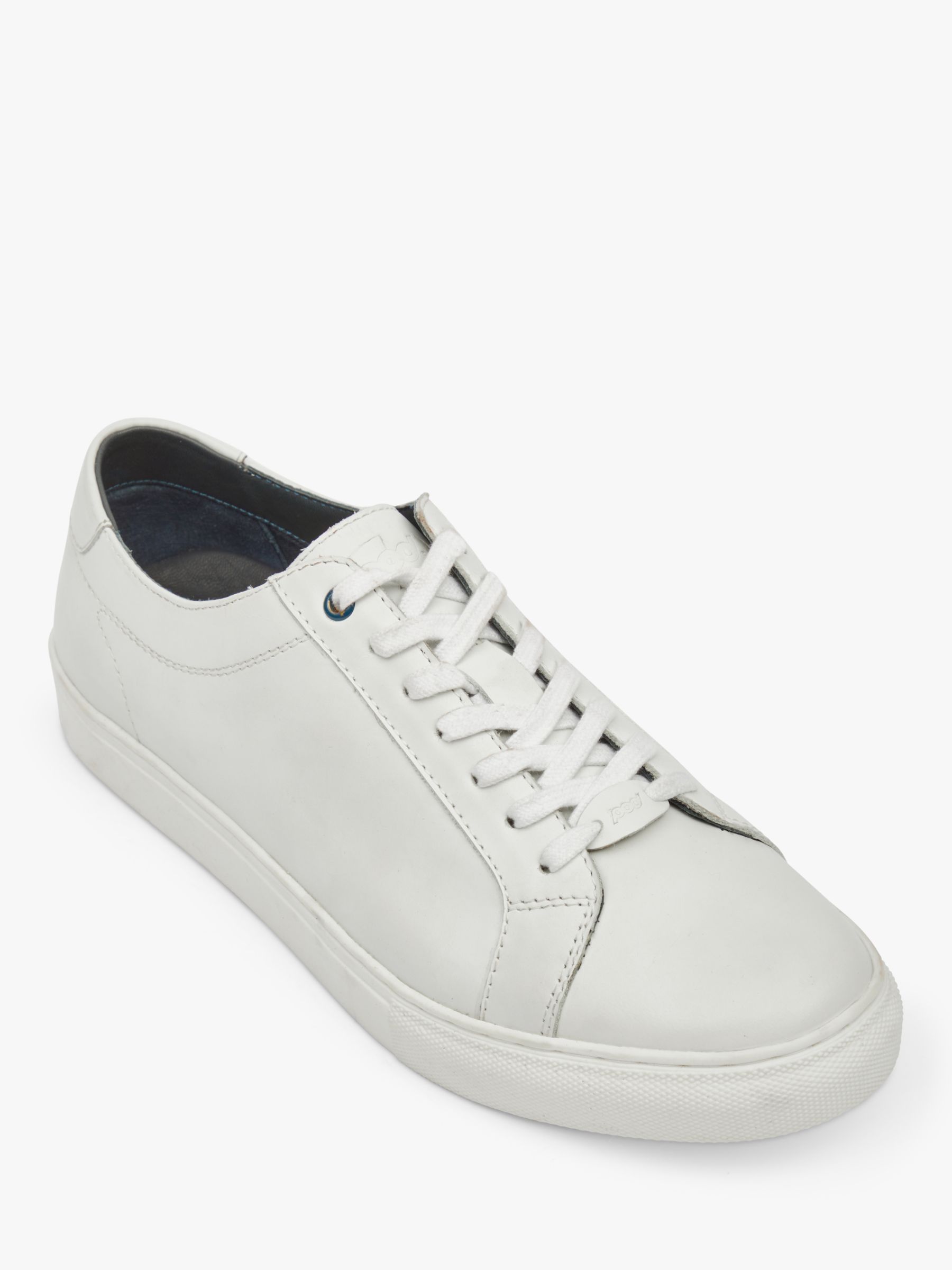 Pod Louis Leather Cupsole Trainers, White at John Lewis & Partners