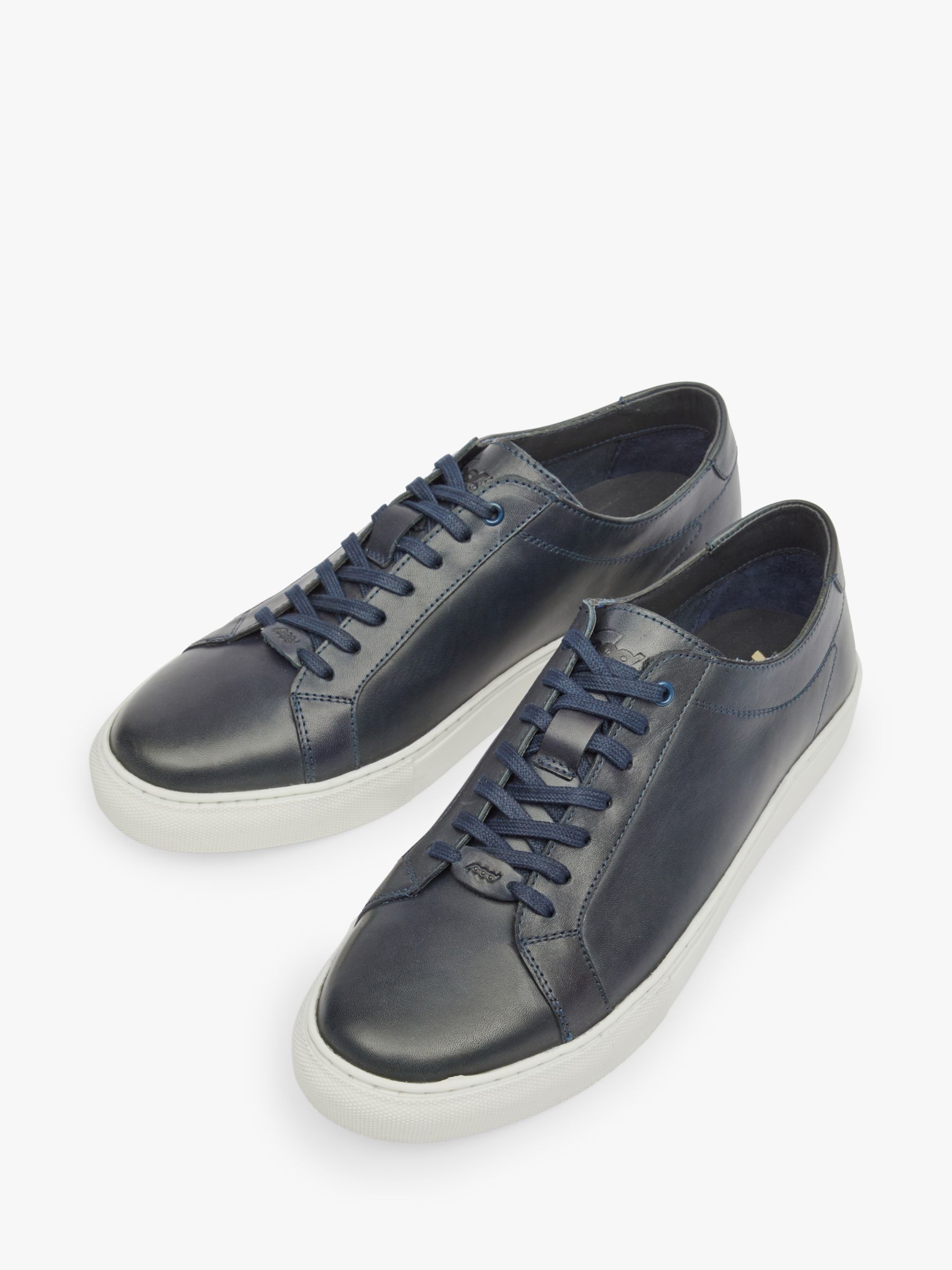 Pod Louis Leather Cupsole Trainers, Navy, 6