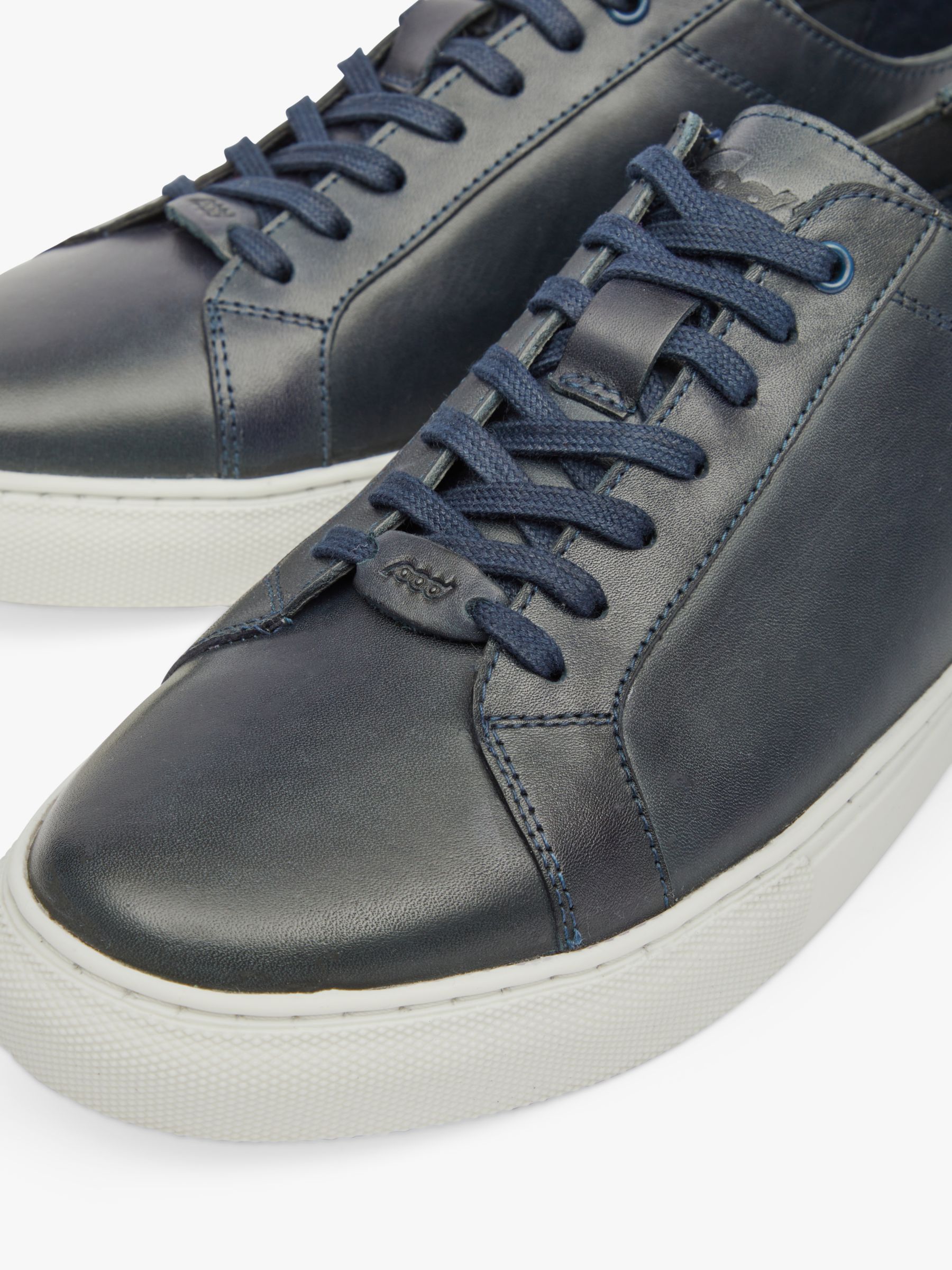 Pod Louis Leather Cupsole Trainers, Navy at John Lewis & Partners