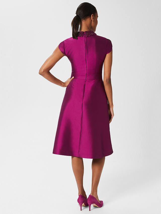 Hobbs Marcella Beaded Dress, Berry Purple at John Lewis & Partners