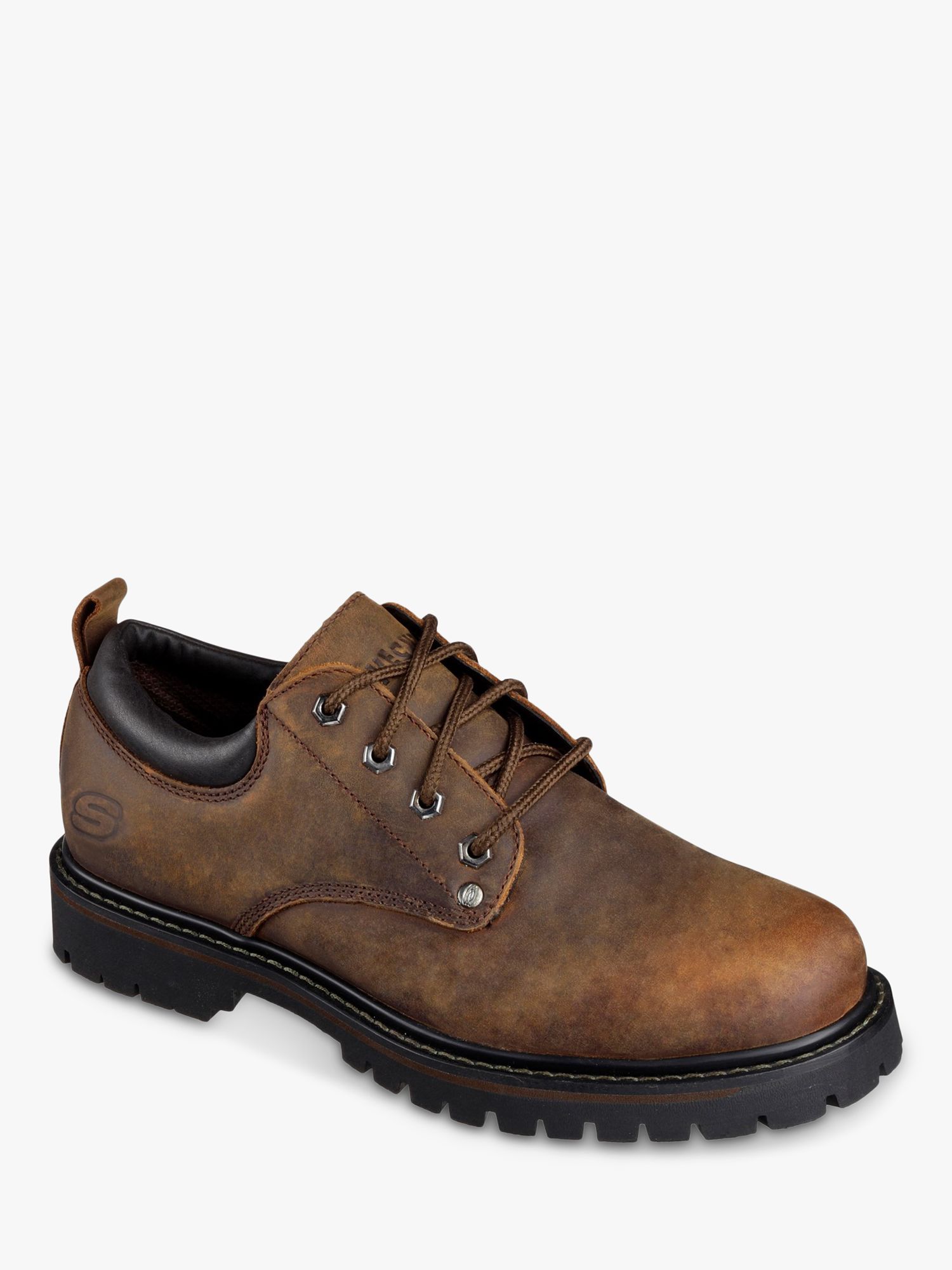 Skechers Leather Tom Cats Lace Up Oxford Shoes, Dark Brown at John ...