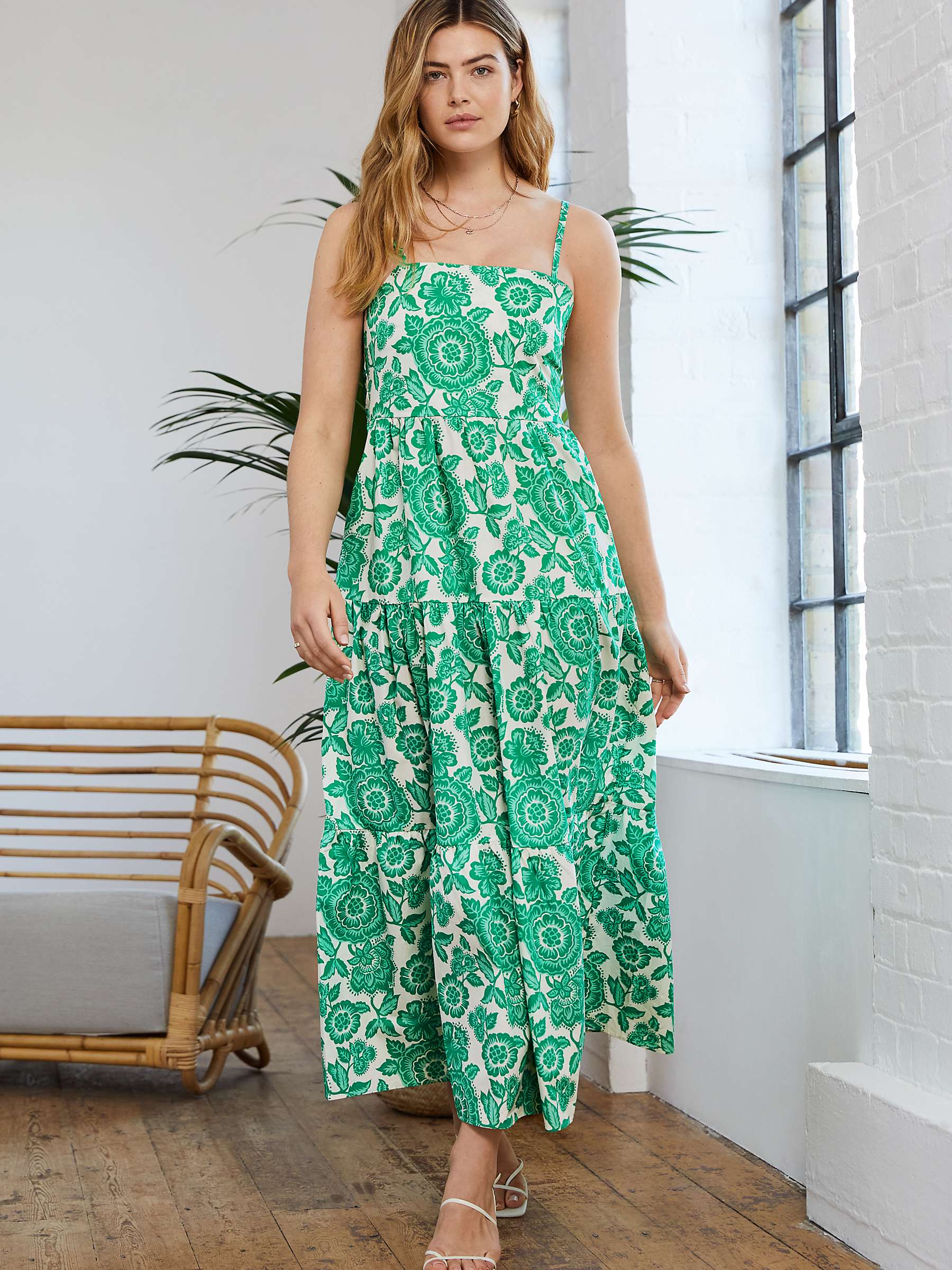 Buy Baukjen Montserrat Floral Maxi Dress, Green Florence Online at johnlewis.com