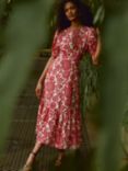 Baukjen Isaaca Floral Organic Cotton Midi Dress, Pink/Strawberry