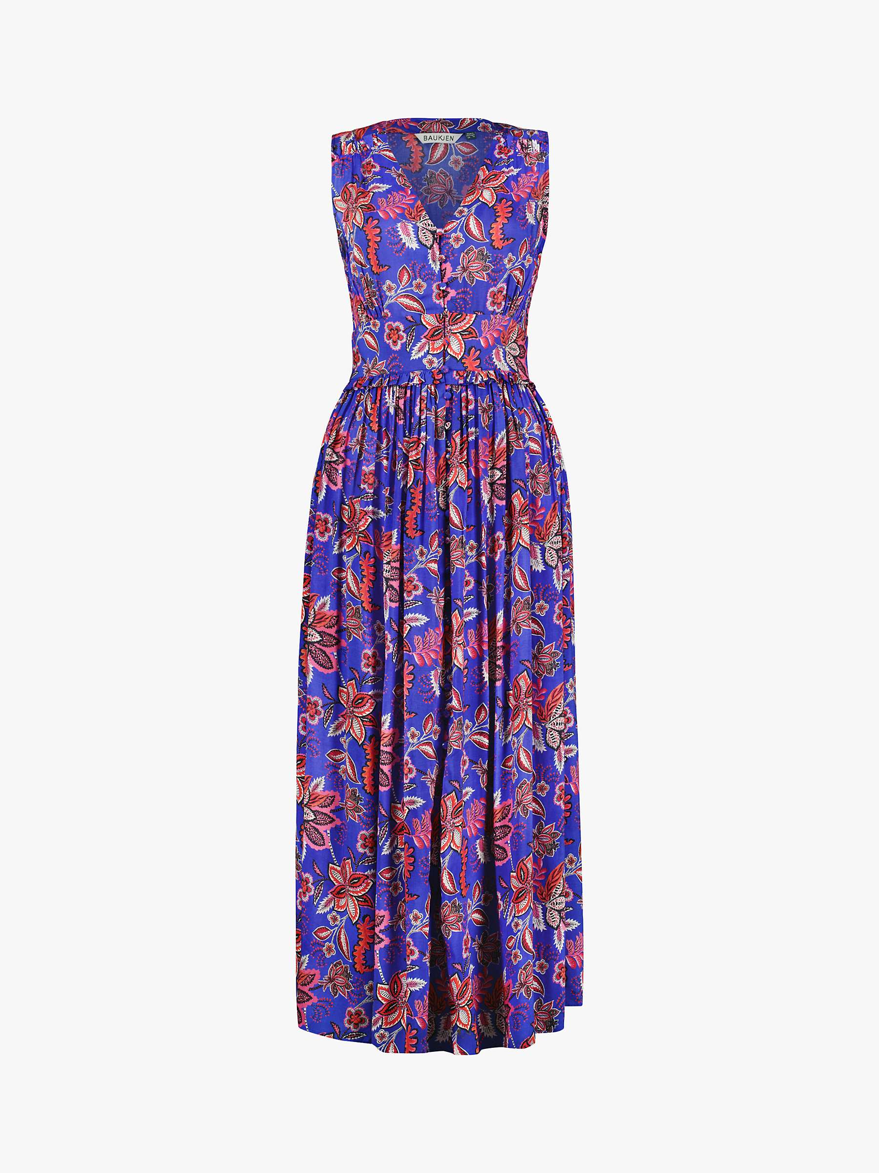 Baukjen Jayla Midi Floral Dress, Blue Verona at John Lewis & Partners
