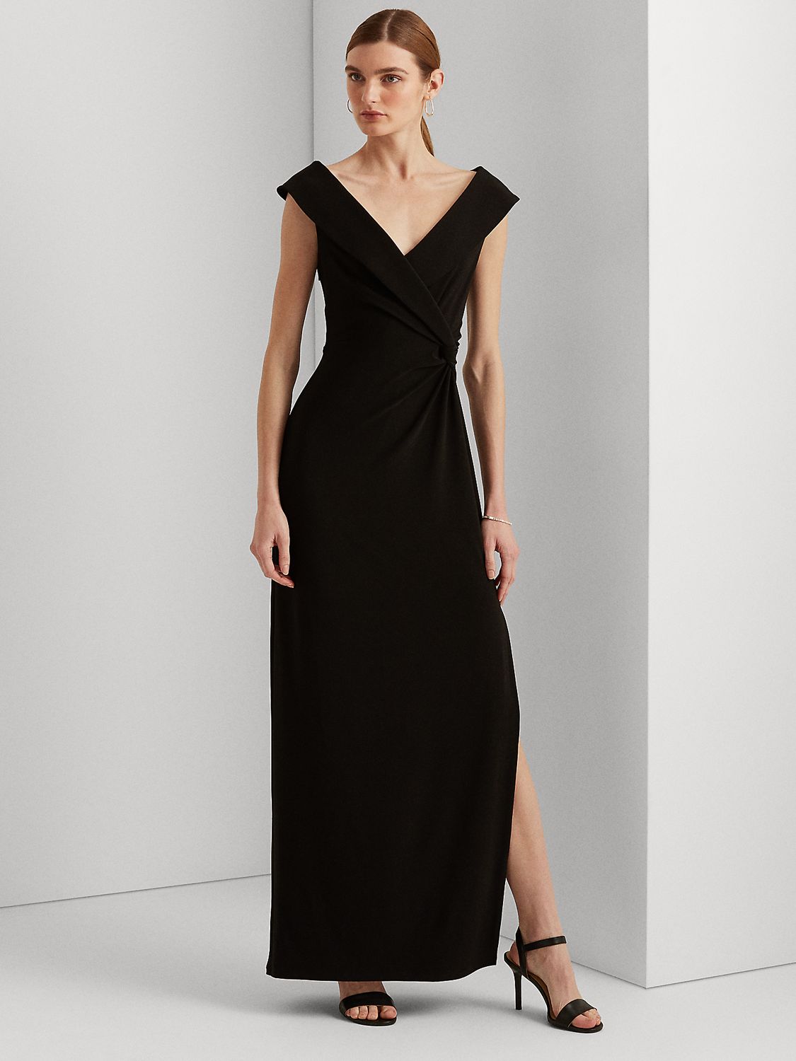 Lauren Ralph Lauren Leonidas Plain Twist Detail Maxi Dress, Black at John  Lewis & Partners