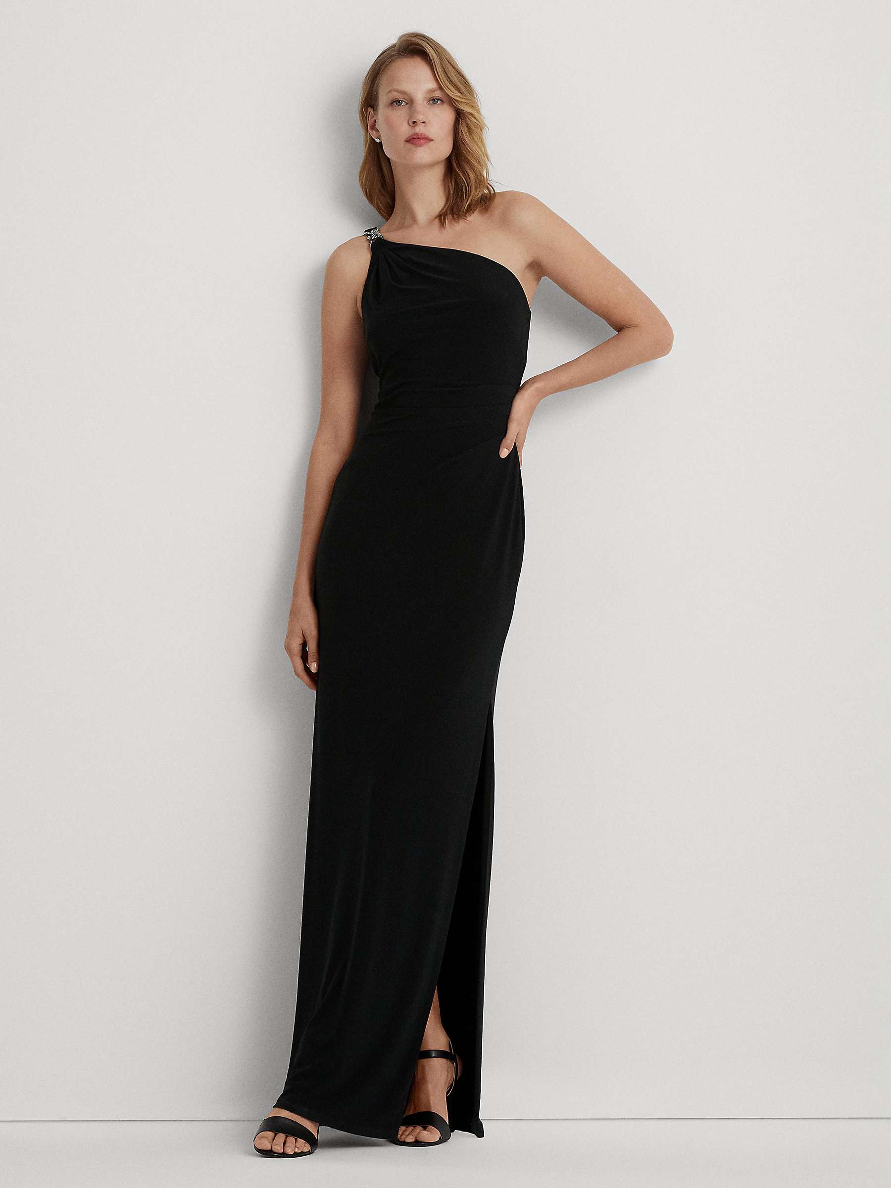 Buy Lauren Ralph Lauren Belina Asymmetric Maxi Dress, Black Online at johnlewis.com