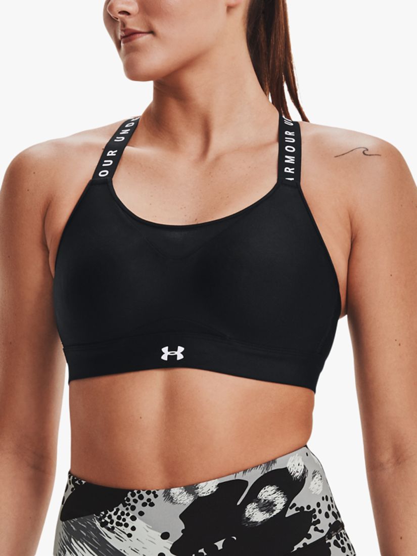Under Armour Infinity high support sports bra with zip front in black