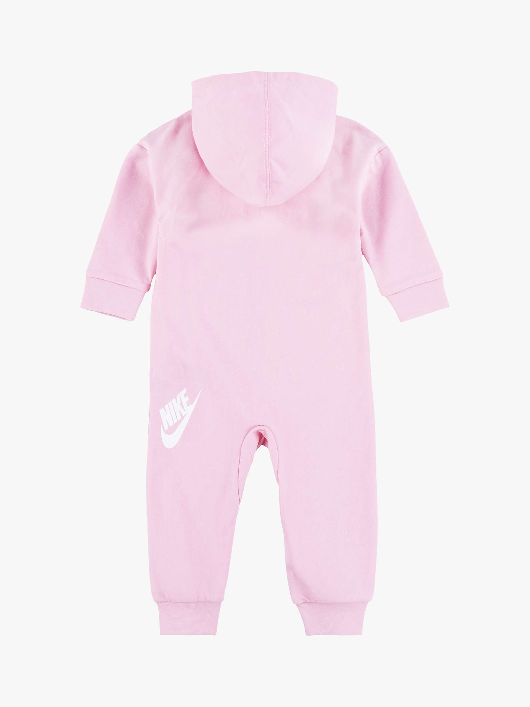Buy Nike Baby Hooded Logo Sleepsuit, Black Online at johnlewis.com