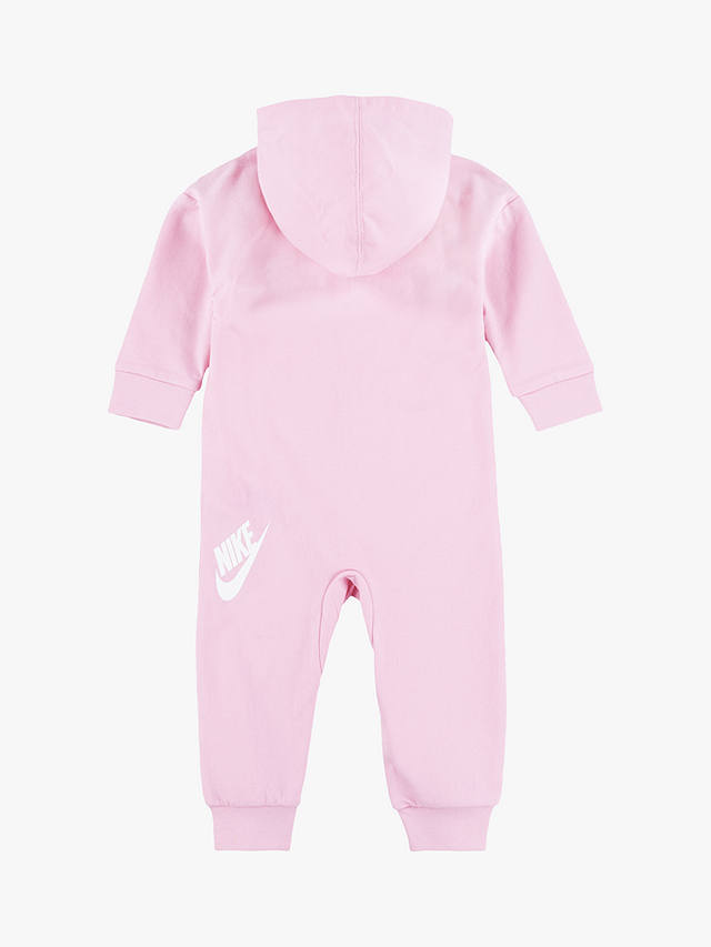 Nike Baby Hooded Logo Sleepsuit, Black, Pink