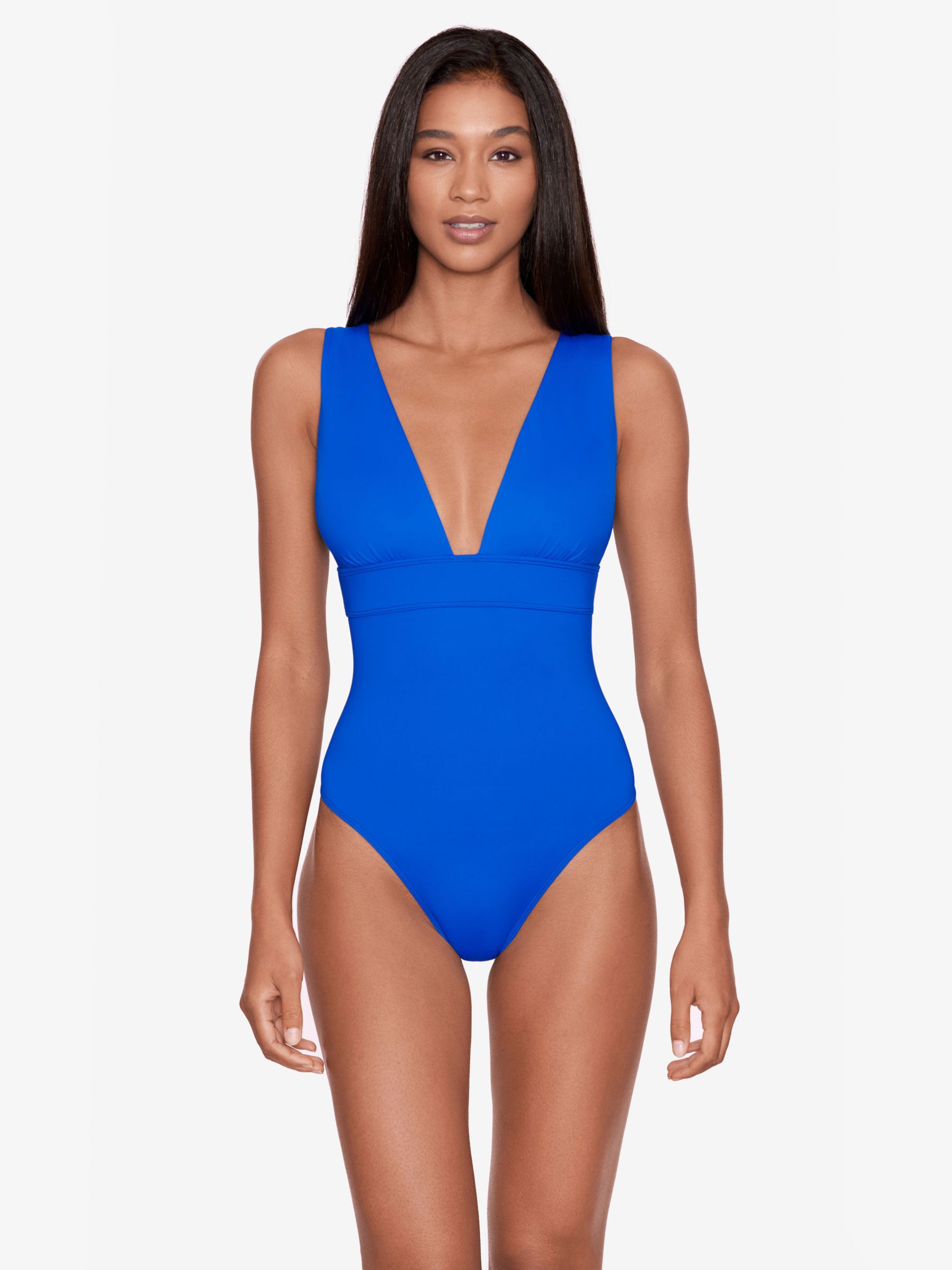 Lauren Ralph Lauren V-Neck Swimsuit, Royal Blue, 10