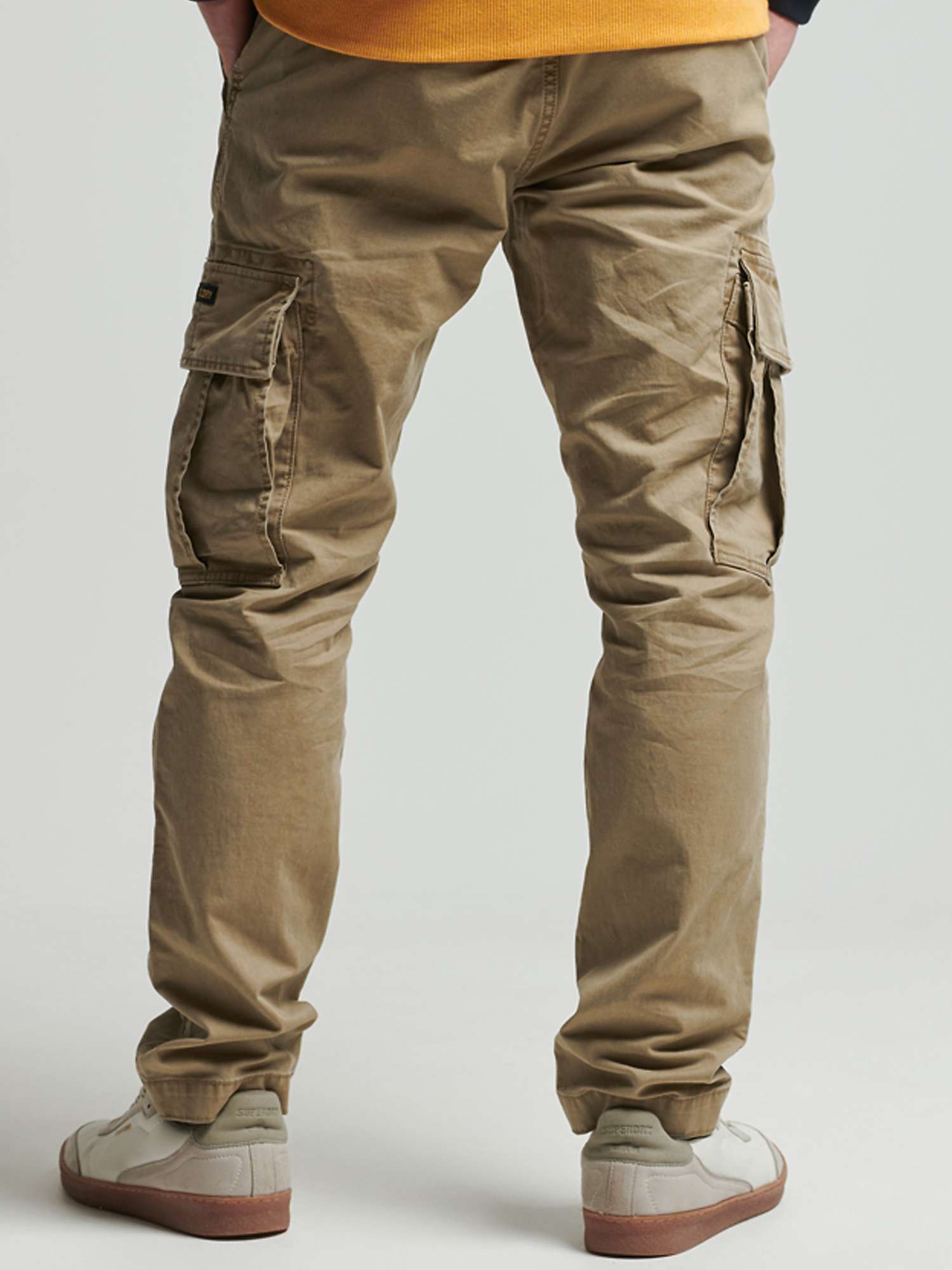 Superdry Organic Cotton Core Cargo Trousers, Beige at John Lewis & Partners