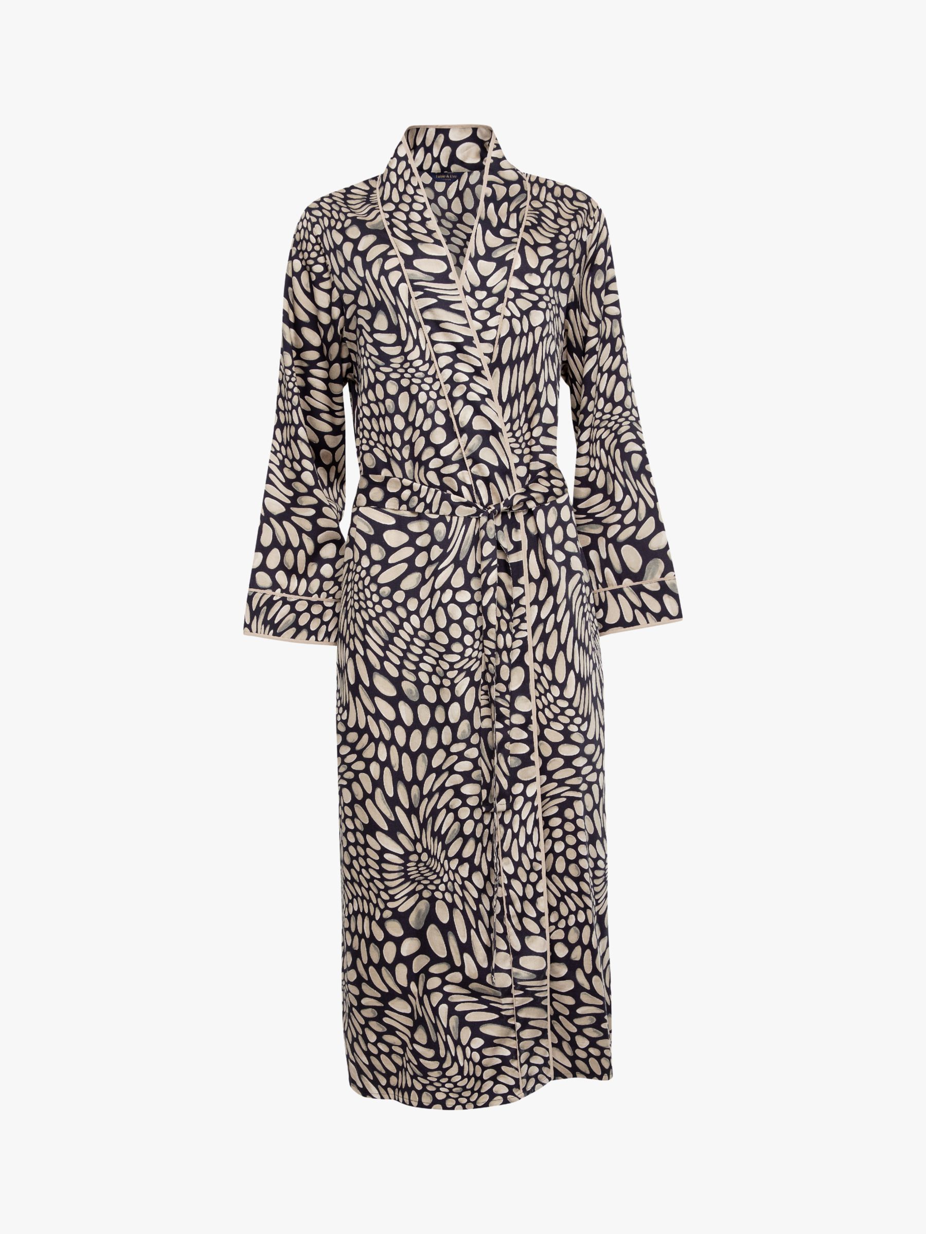 Fable & Eve Carnaby Pebble Dressing Gown, Black/Beige at John Lewis ...