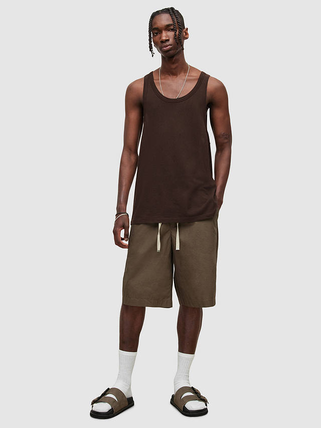 AllSaints Cotton Mens Larsen Vest in Khaki Brown Mens Clothing T-shirts Sleeveless t-shirts for Men Brown 