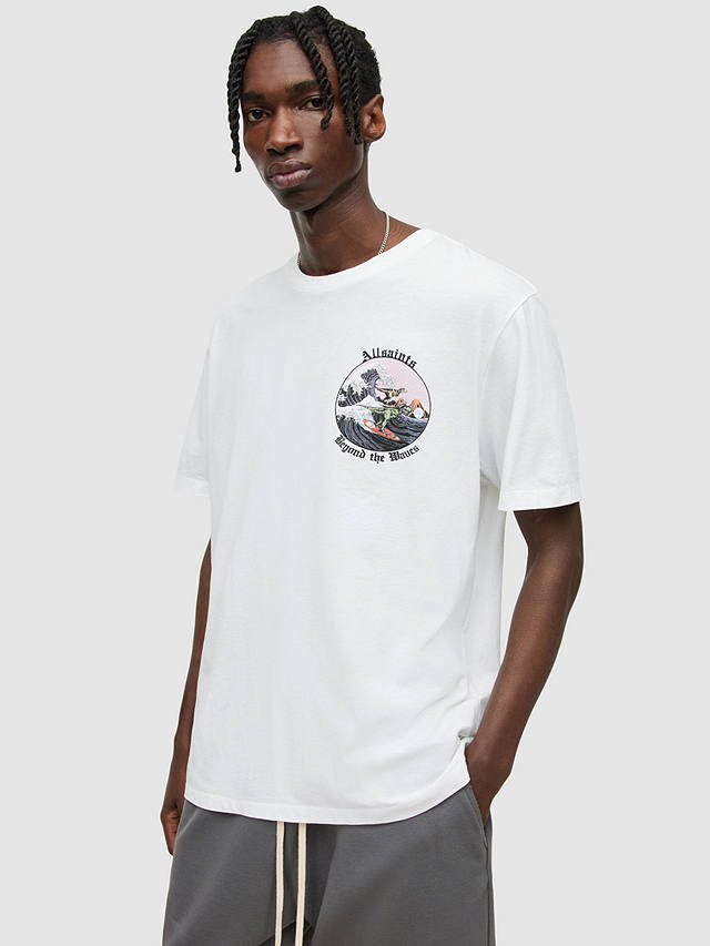 AllSaints Layback Graphic T-Shirt, Optic White at John Lewis & Partners