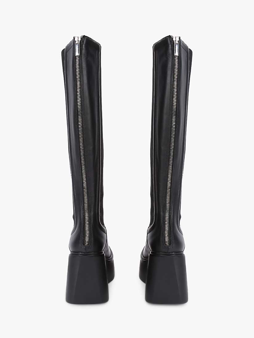 Buy Kurt Geiger London Stately Leather Wedge Heel Knee High Boots, Black Online at johnlewis.com