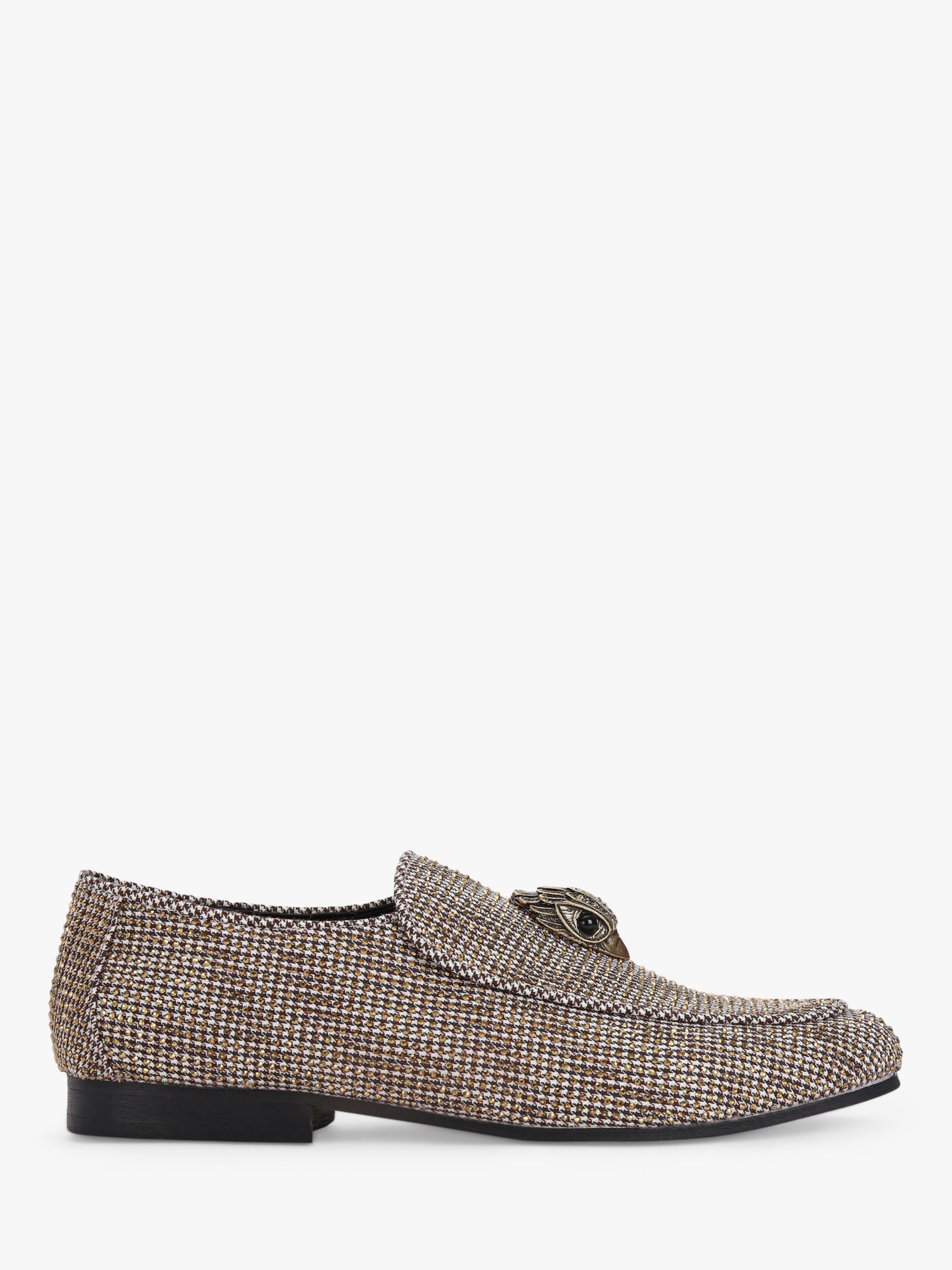 Kurt Geiger London Holly Eagle Fabric Loafers, Beige at John Lewis ...