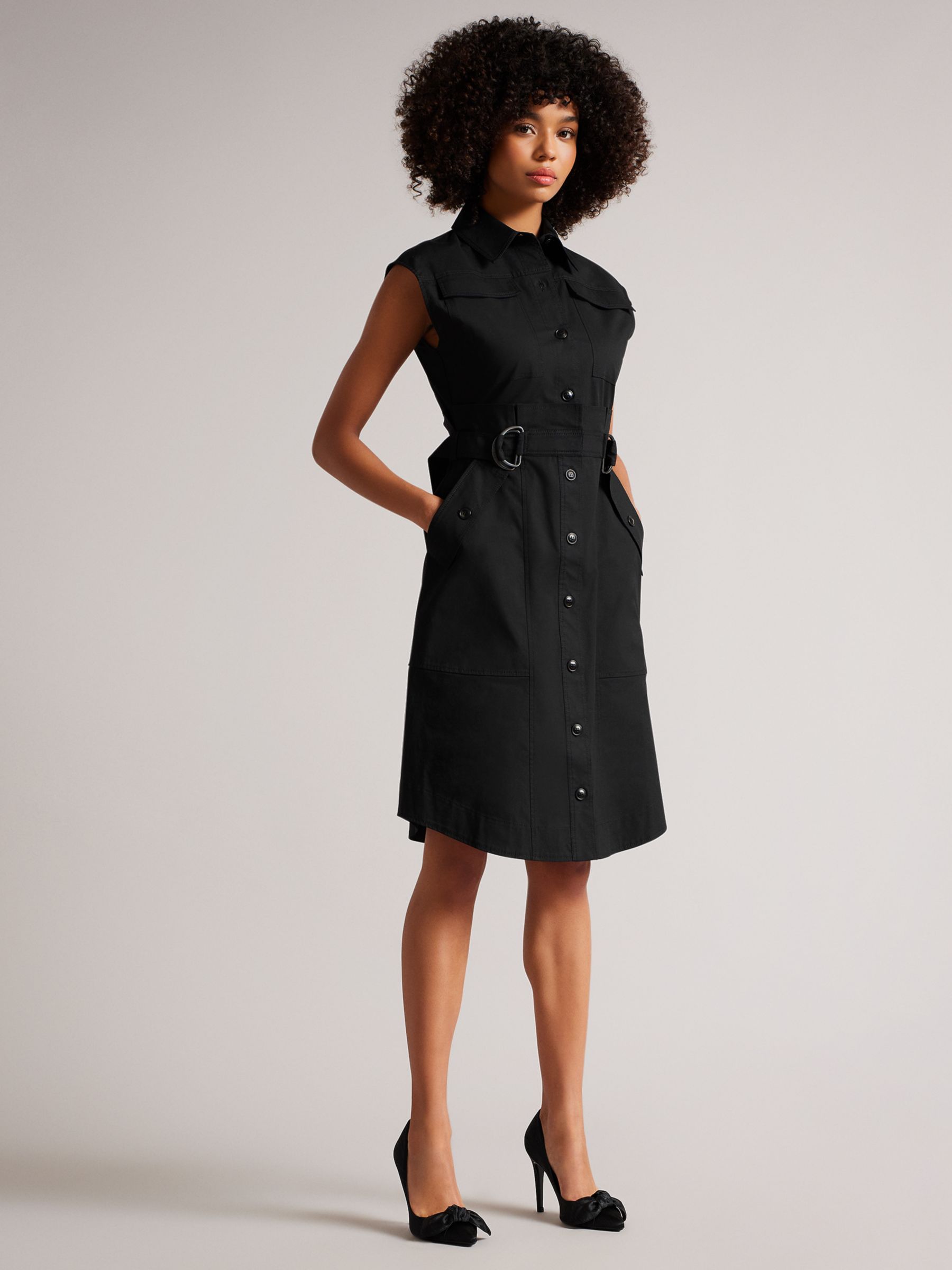 Ted Baker Zamya Shirt Dress, Black at John Lewis & Partners