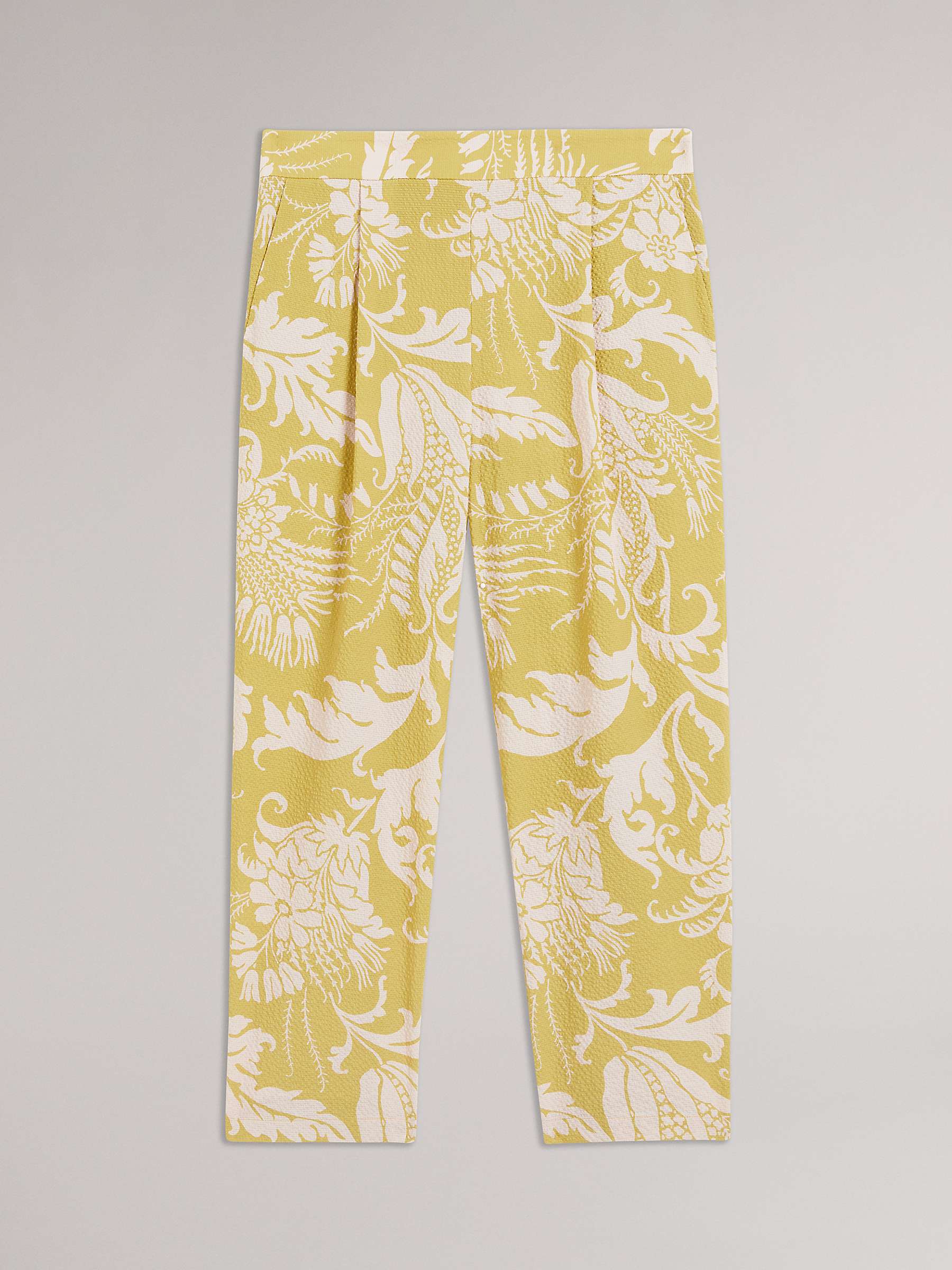 Buy Ted Baker Kaylani Textured Floral Print Cropped Trousers, Yellow Online at johnlewis.com