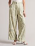 Ted Baker Wyntir Floral Wide Leg Trousers, Green