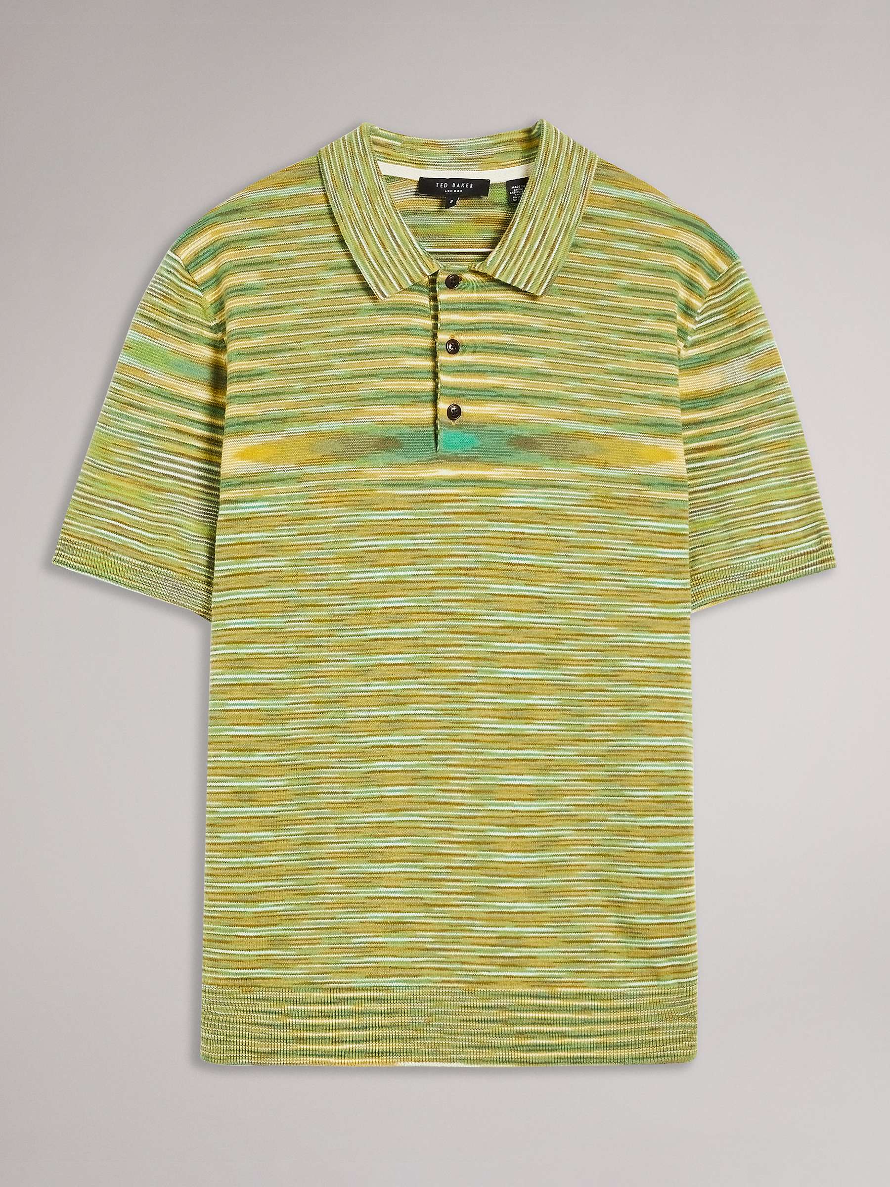 Ted Baker Pentle Knitted Space Dye Striped Polo Shirt, Green at John ...