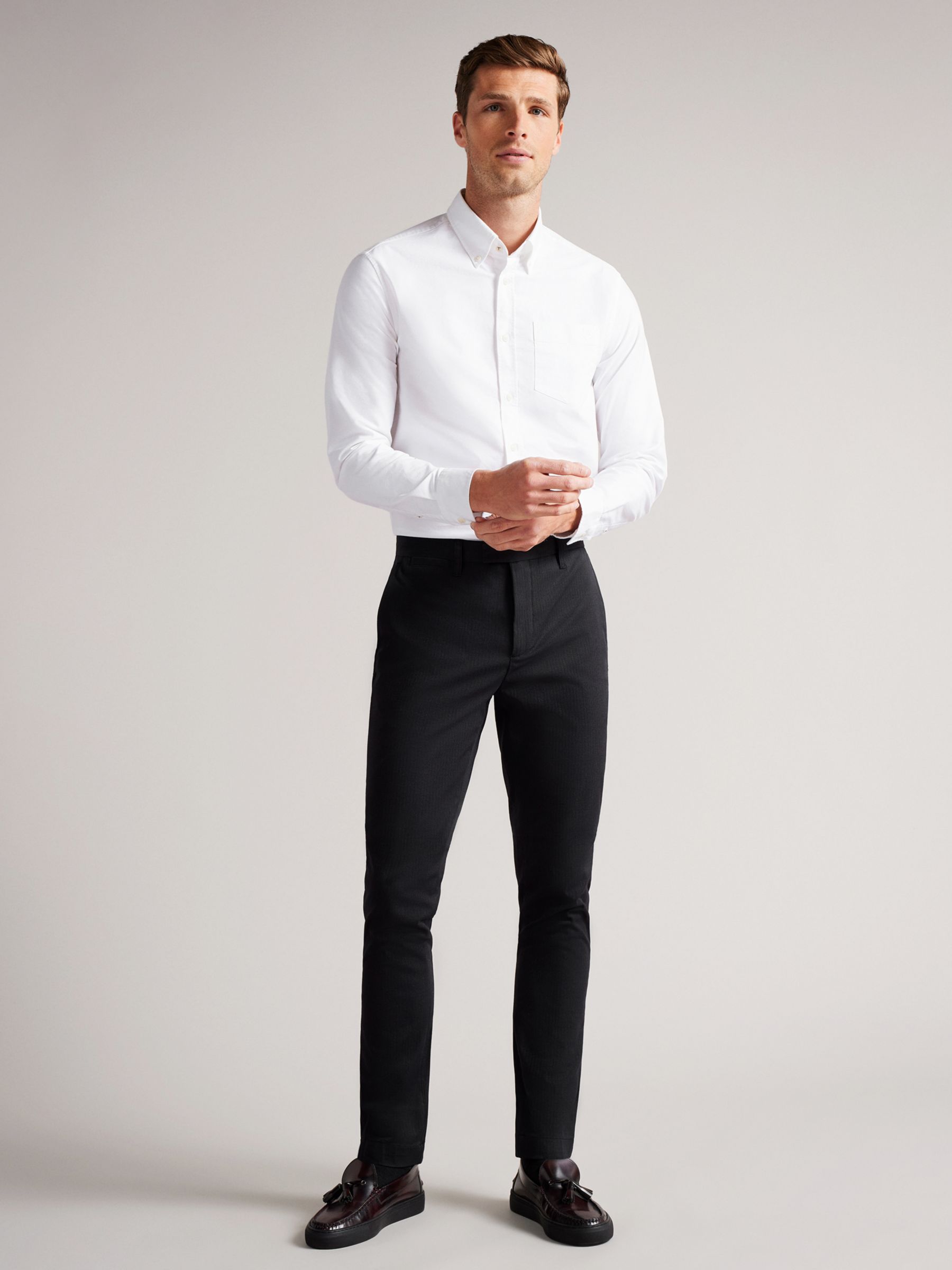 Ted Baker Gretton Slim Fit Trousers, Charcoal at John Lewis & Partners