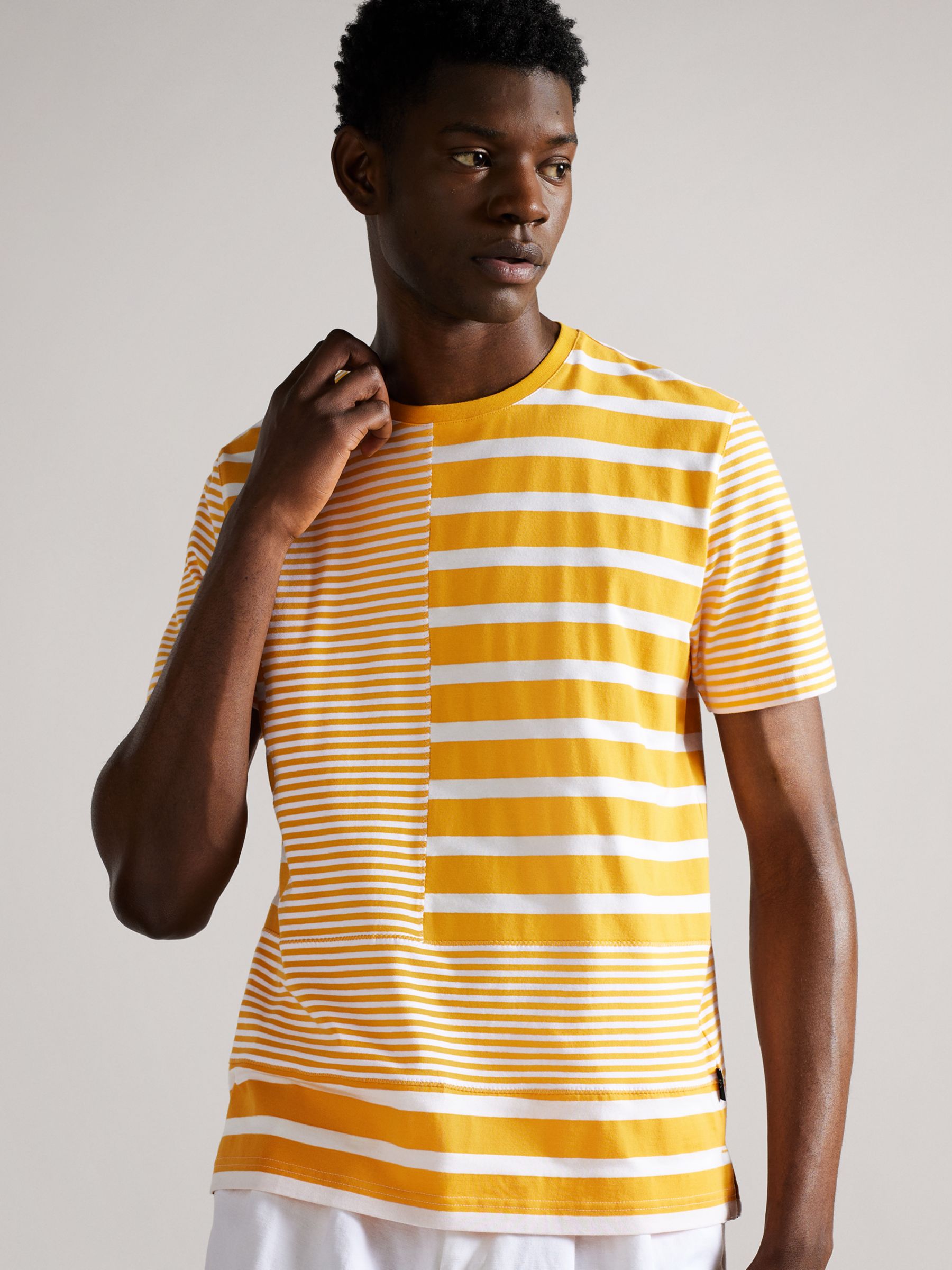 hemmeligt Strengt Pointer Ted Baker Lyming Contrast Stripe T-Shirt, Orange/Multi, XS