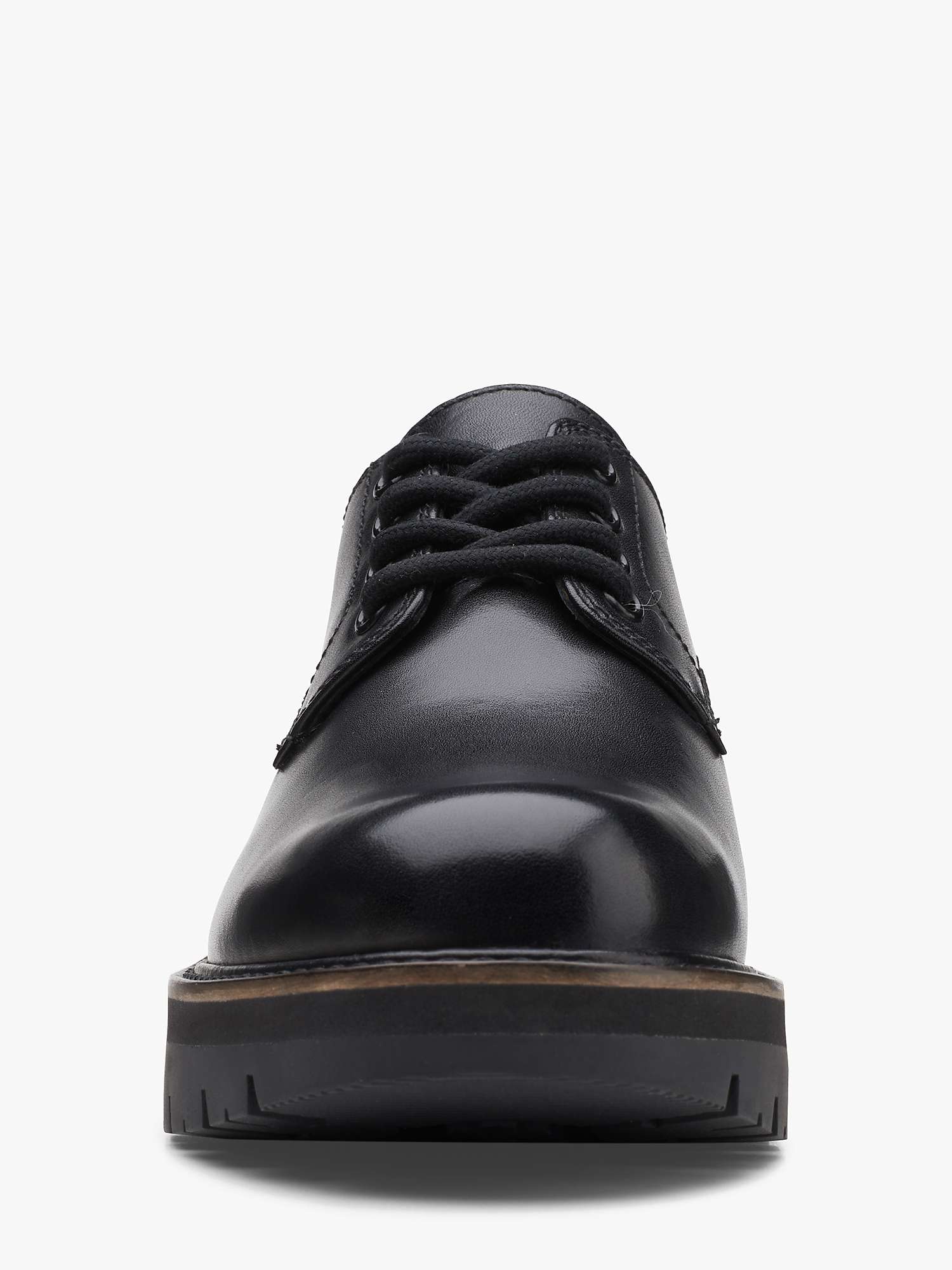 Clarks Orianna Leather Chunky Derby Shoes, Black at John Lewis & Partners