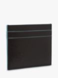 Simon Carter Contrast Edge Leather Card Holder, Black/Blue