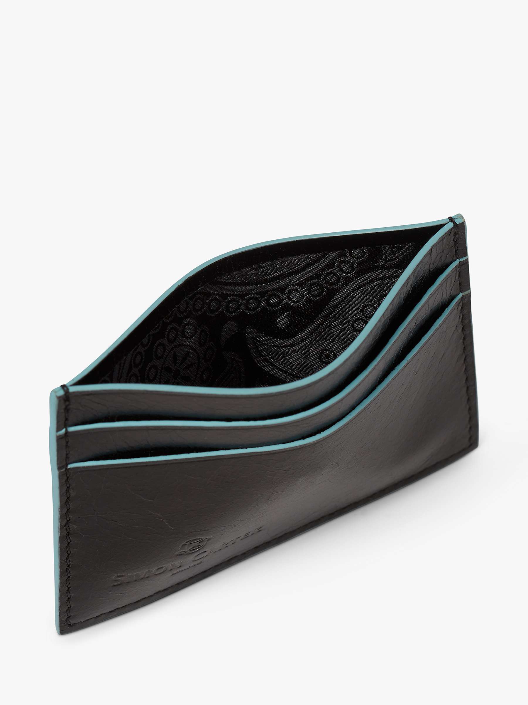 Buy Simon Carter Contrast Edge Leather Card Holder, Black/Blue Online at johnlewis.com