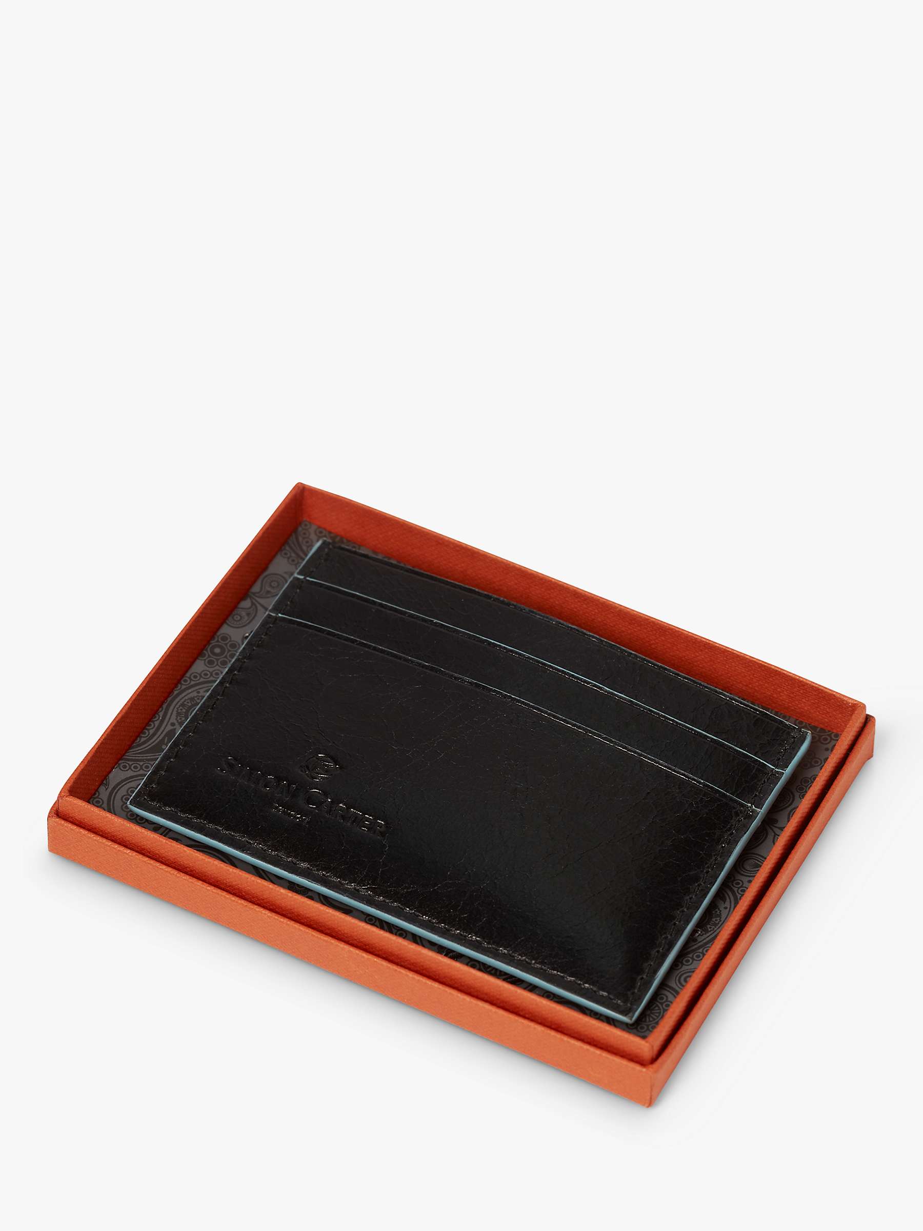 Buy Simon Carter Contrast Edge Leather Card Holder, Black/Blue Online at johnlewis.com