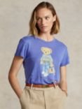Polo Ralph Lauren Bear Linen T-Shirt, Lake Blue
