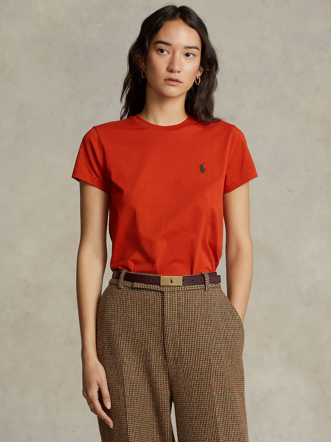 Polo Ralph Lauren Cotton Embroidered Logo T-Shirt, Orangey Red