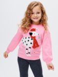John Lewis Kids' Dalmatian Christmas Jumper, Pink
