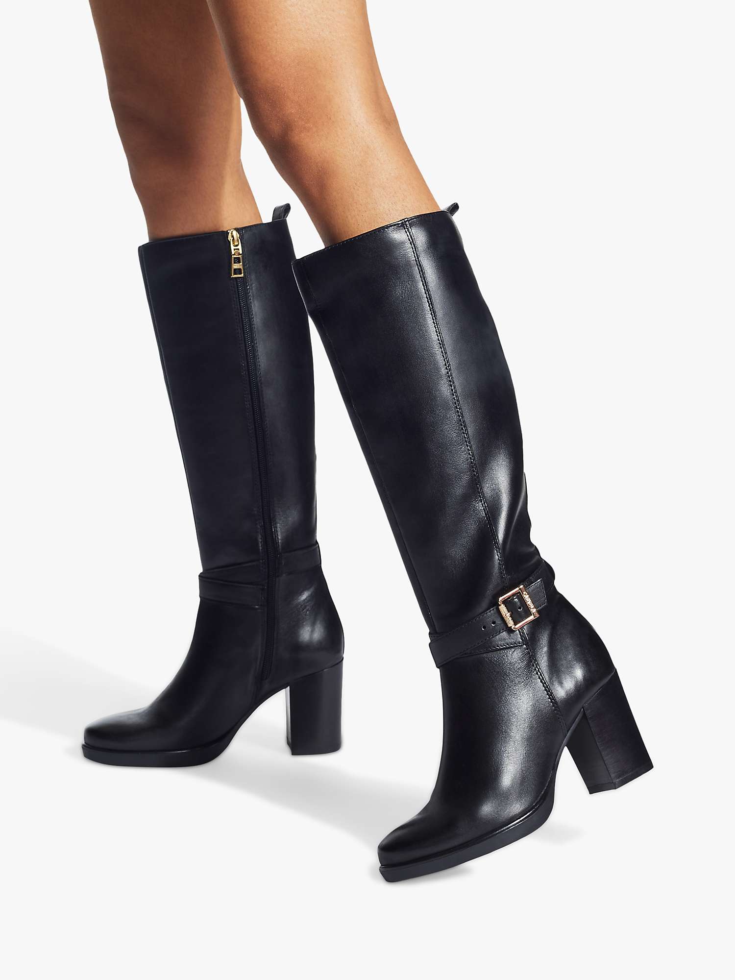 Buy Carvela Silver Leather Knee High Boots, Black Online at johnlewis.com