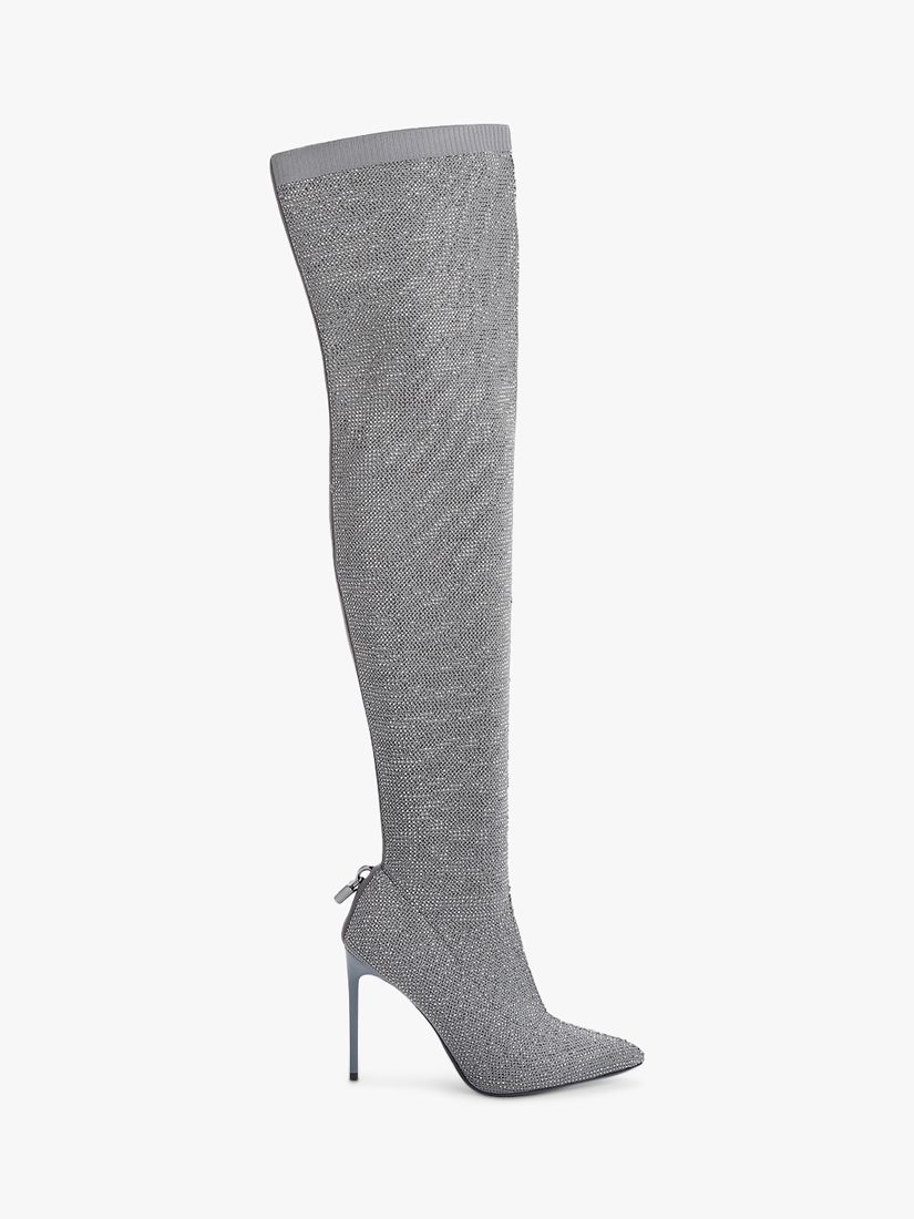 Carvela Vixen Jewelled High Heel Over The Knee Boots, Grey, 3