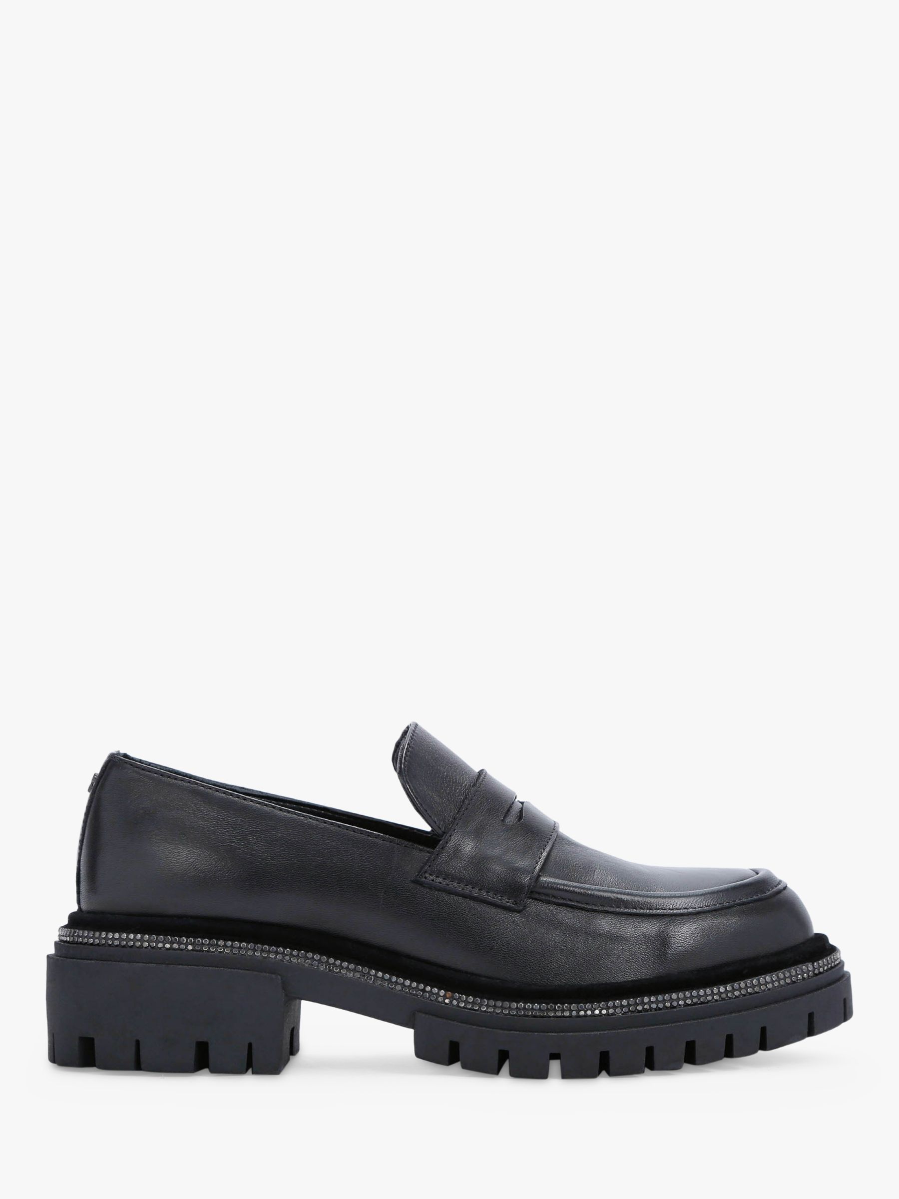 Carvela Dazzle Leather Loafers, Black, 3