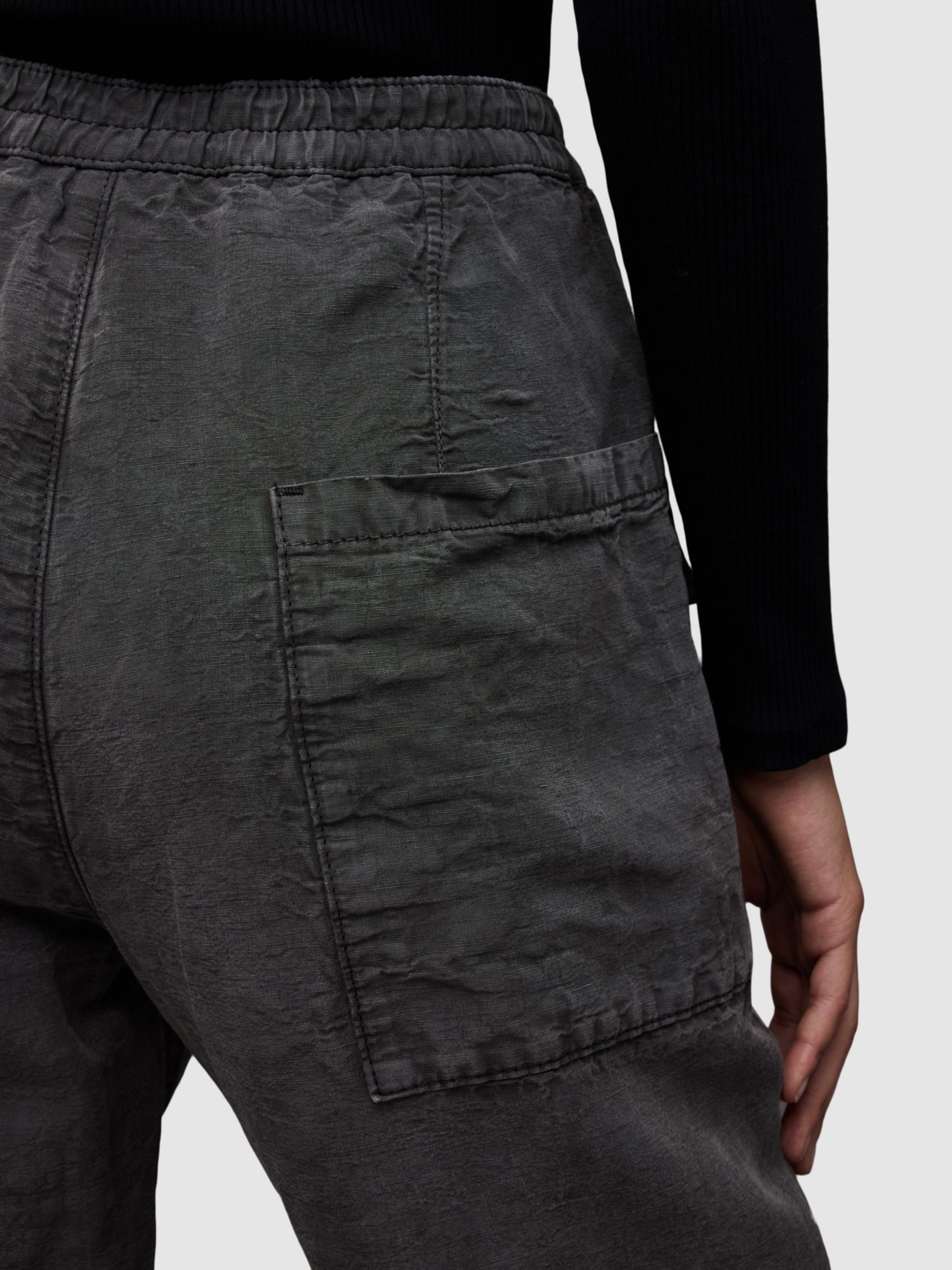 AllSaints Val Cropped Combat Trousers, Anthracite at John Lewis & Partners