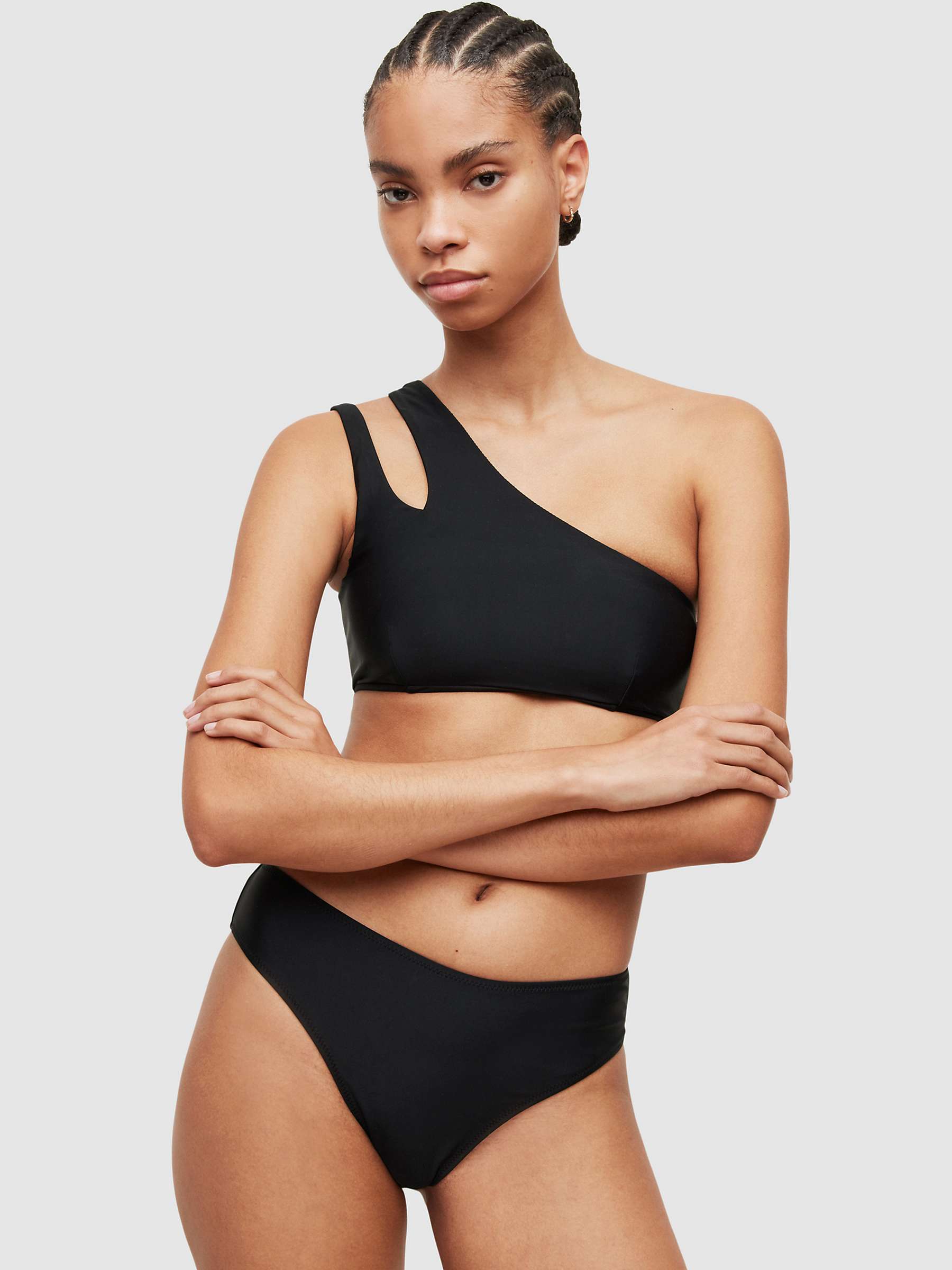 Buy AllSaints Cara One Shoulder Bikini Top, Black Online at johnlewis.com