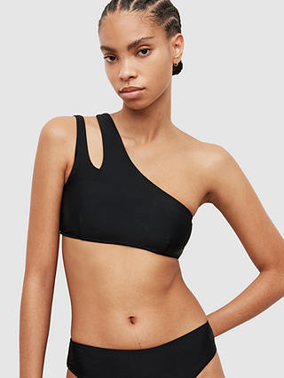AllSaints Cara One Shoulder Bikini Top, Black