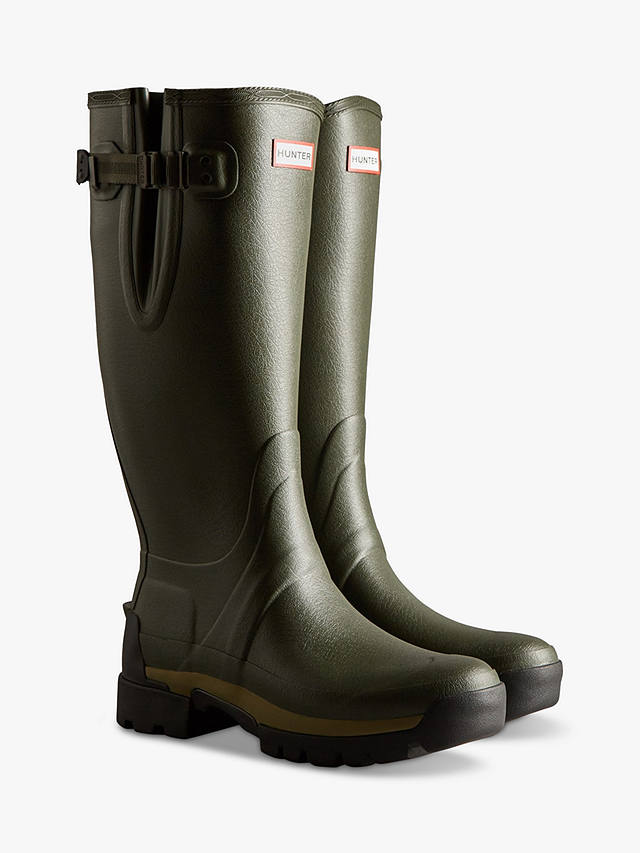 Hunter Men's Balmoral Side Adjustable Wellington Boots, Dark Olive