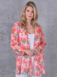 Live Unlimited Floral Print Kimono Jacket, Orange/Multi