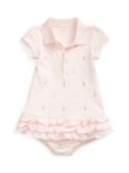 Polo Ralph Lauren Baby Schiffli Ruffle Dress & Bloomer Set, Delicate Pink