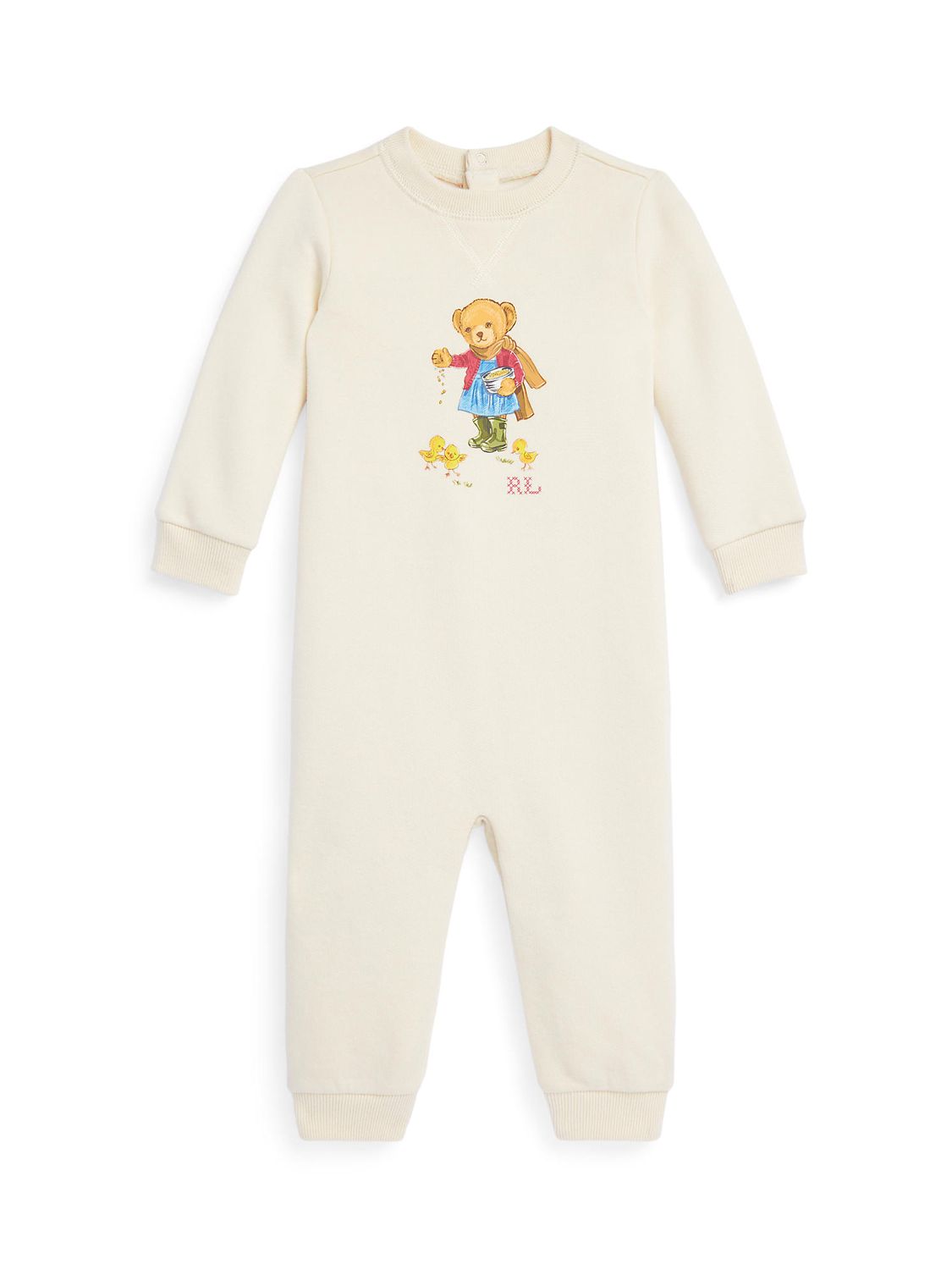 Ralph Lauren Teddy Baby Bear Sleepsuit, Estate Cream
