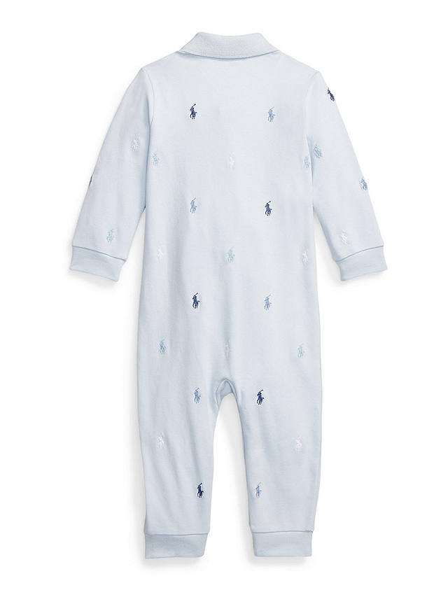 Ralph Lauren Baby Schiffli Logo Sleepsuit, Beryl Blue