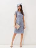 Phase Eight Bea Embroidered Shift Dress, Arctic Blue