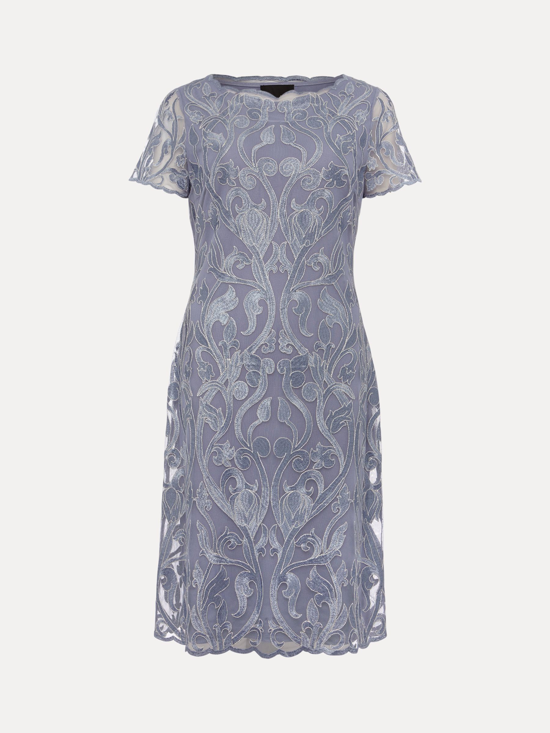 Phase Eight Bea Embroidered Shift Dress, Arctic Blue at John Lewis ...