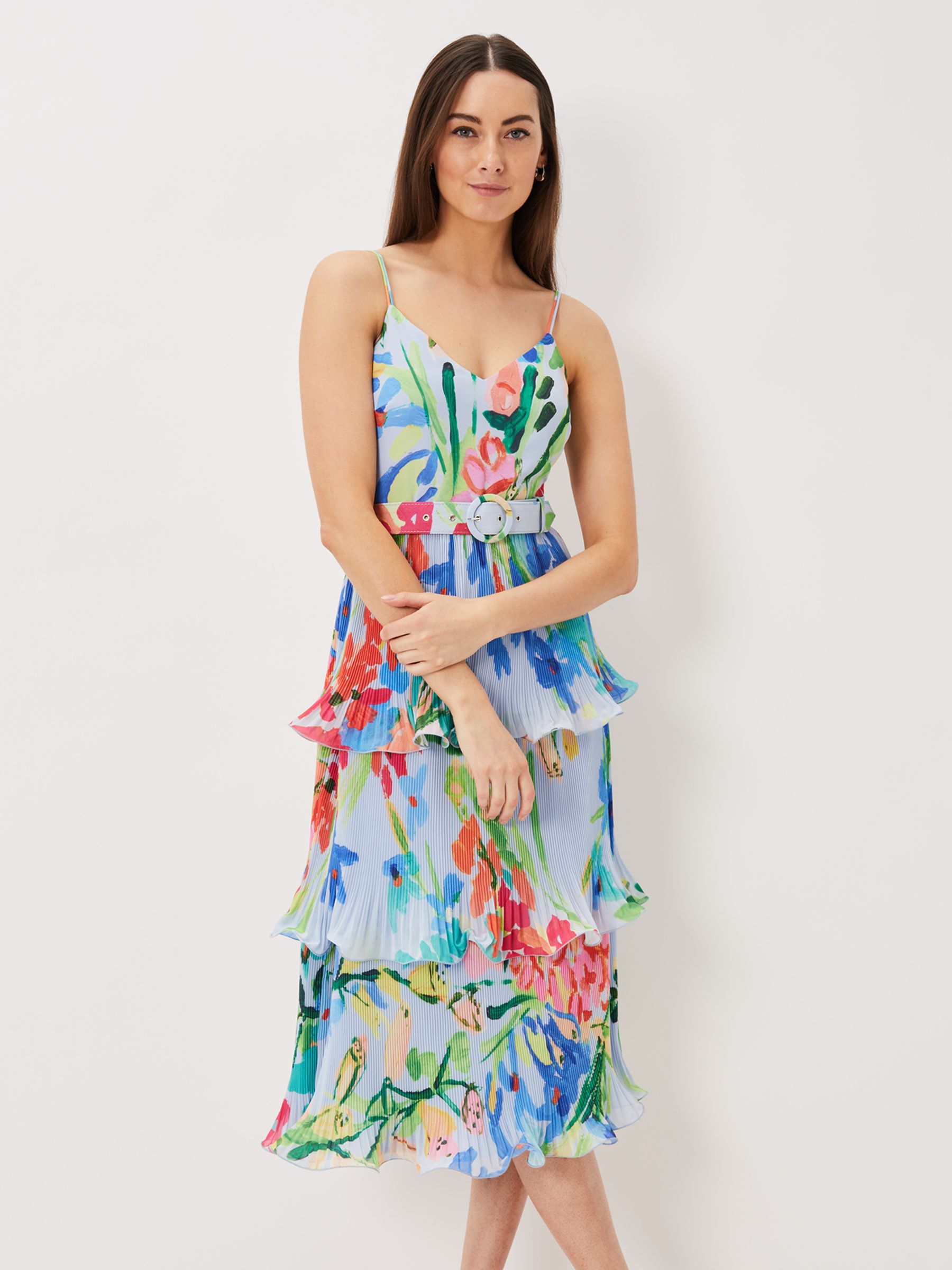 Phase Eight River Floral Tiered Midi Dress, Multi