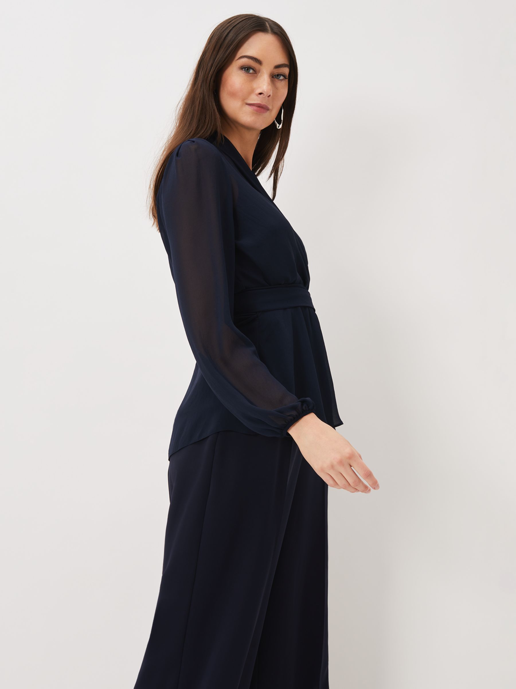 Phase Eight Florentine Co-Ord Wide Leg Trousers, Navy at John Lewis ...