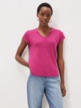 Phase Eight Emera V Neck Linen T-Shirt, Orchid