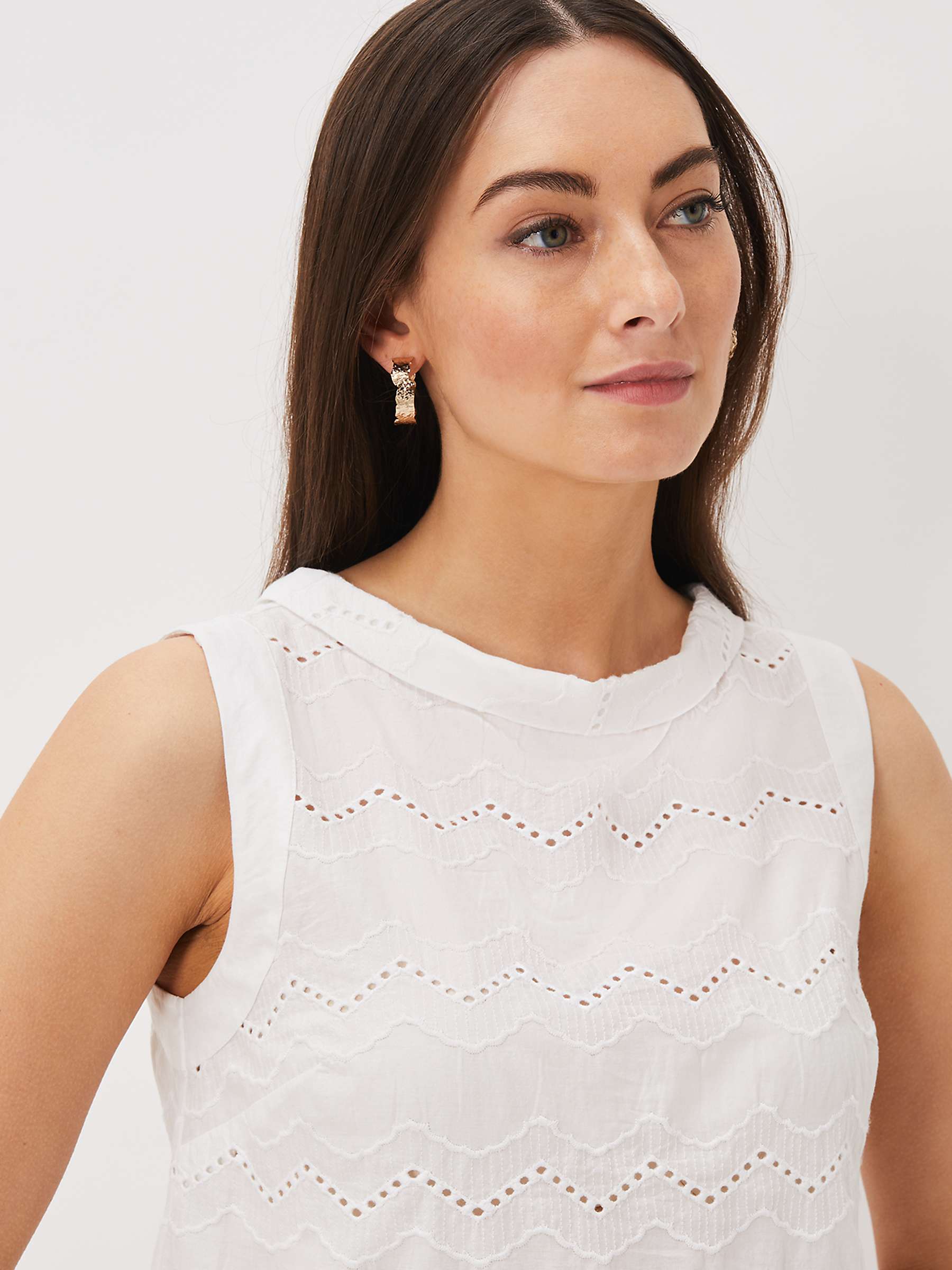 Phase Eight Sienna Broderie Sleeveless Top, White at John Lewis & Partners